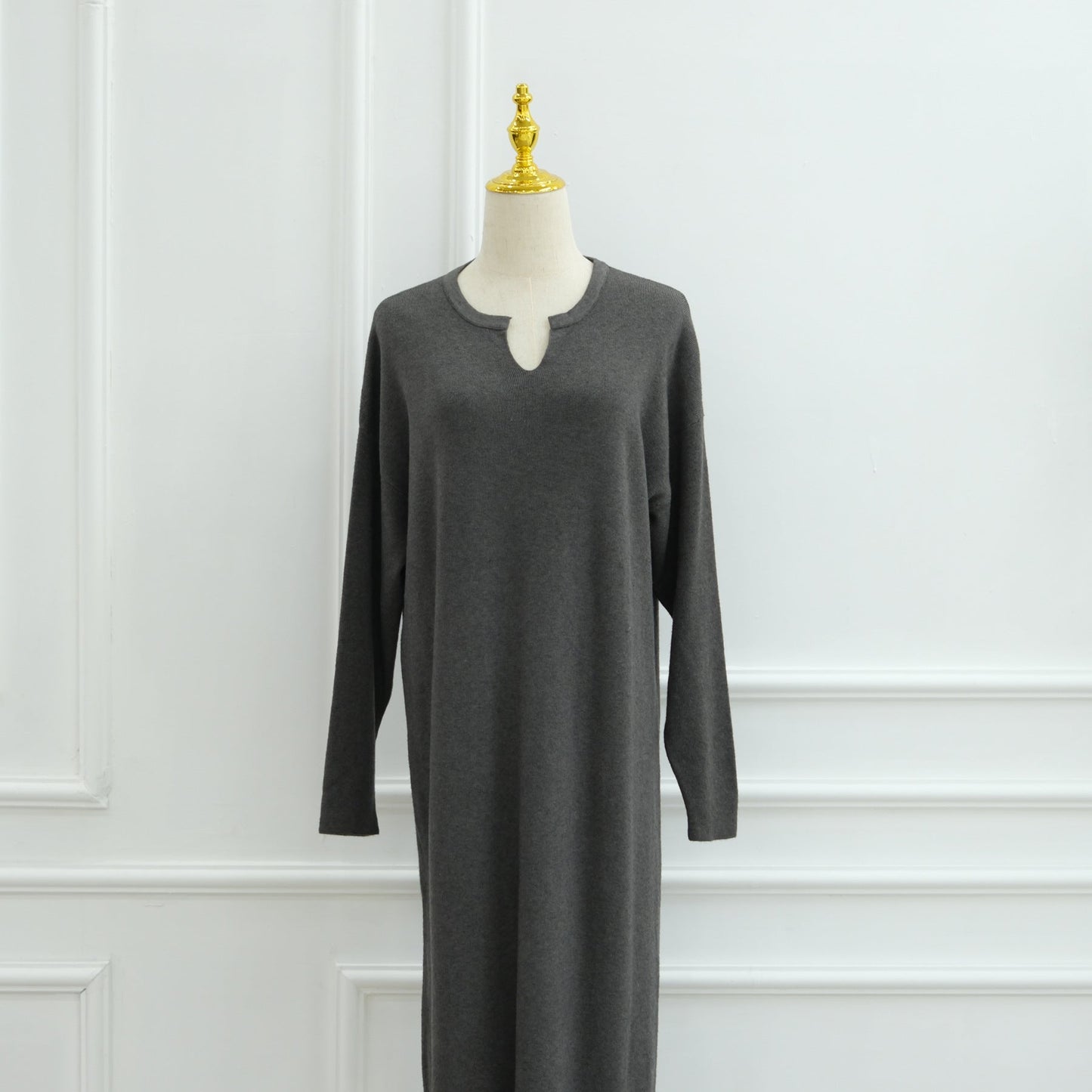 LM6598 Autumn and Winter Knitted Dress, Long Solid Color (headscarf Not Included)