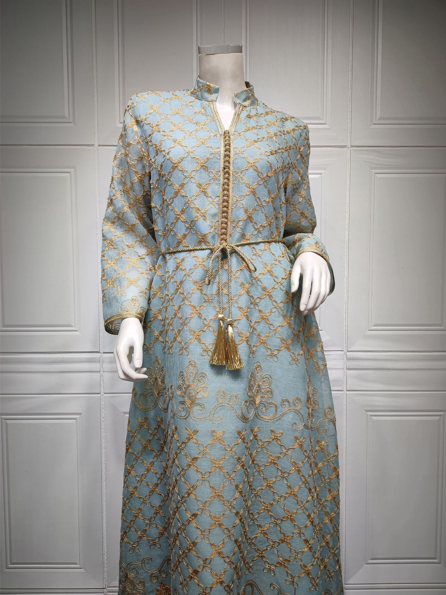 LM6640 Elegant Openwork Embroidered Abaya Long Dress