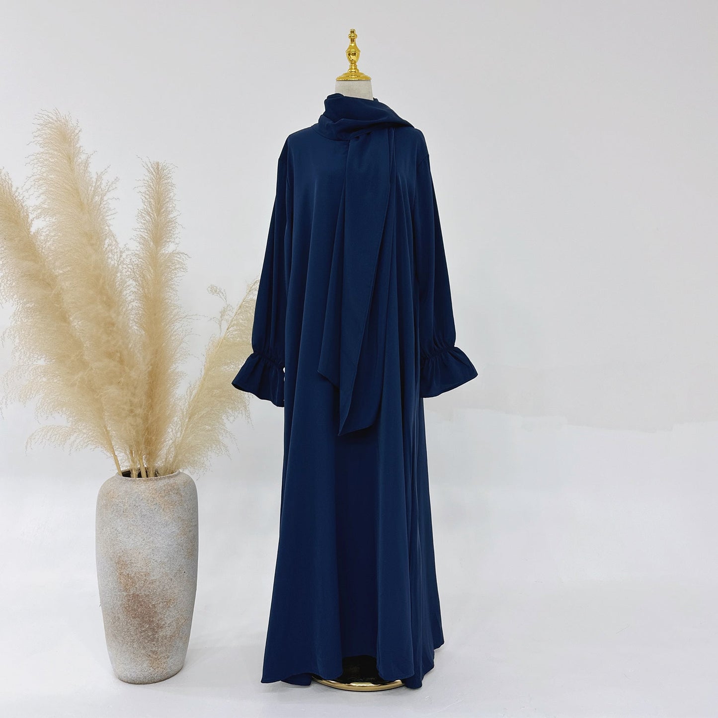 LUMAYA LM1173 Solid Color Hooded Abaya with Side Pocket