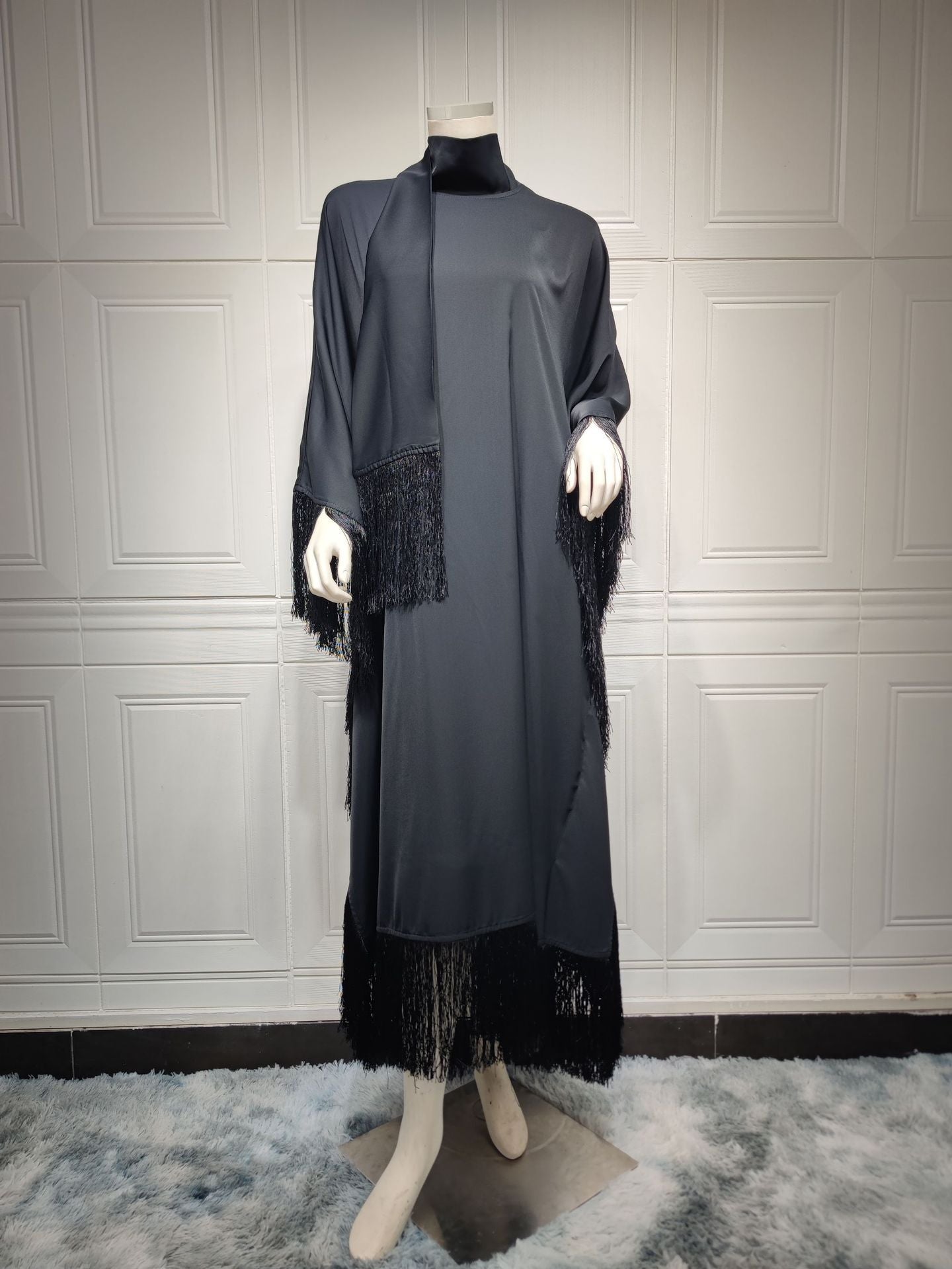 LUMAYA0467 Ladies Dolman Sleeve Tassel Kaftan High Fashion Dress modest party dress
