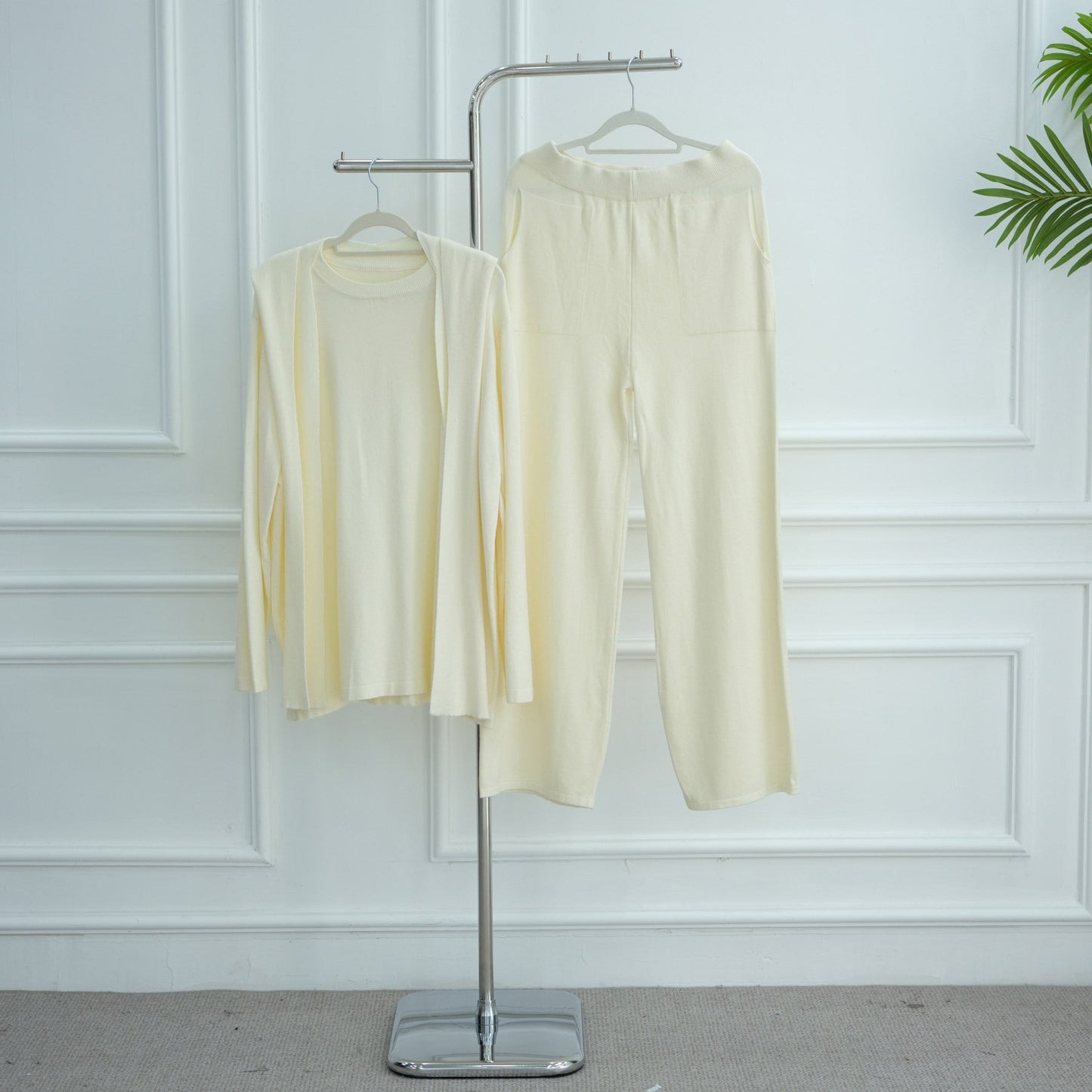 LM6593 Soft knitted home set | Simple solid color two-piece set