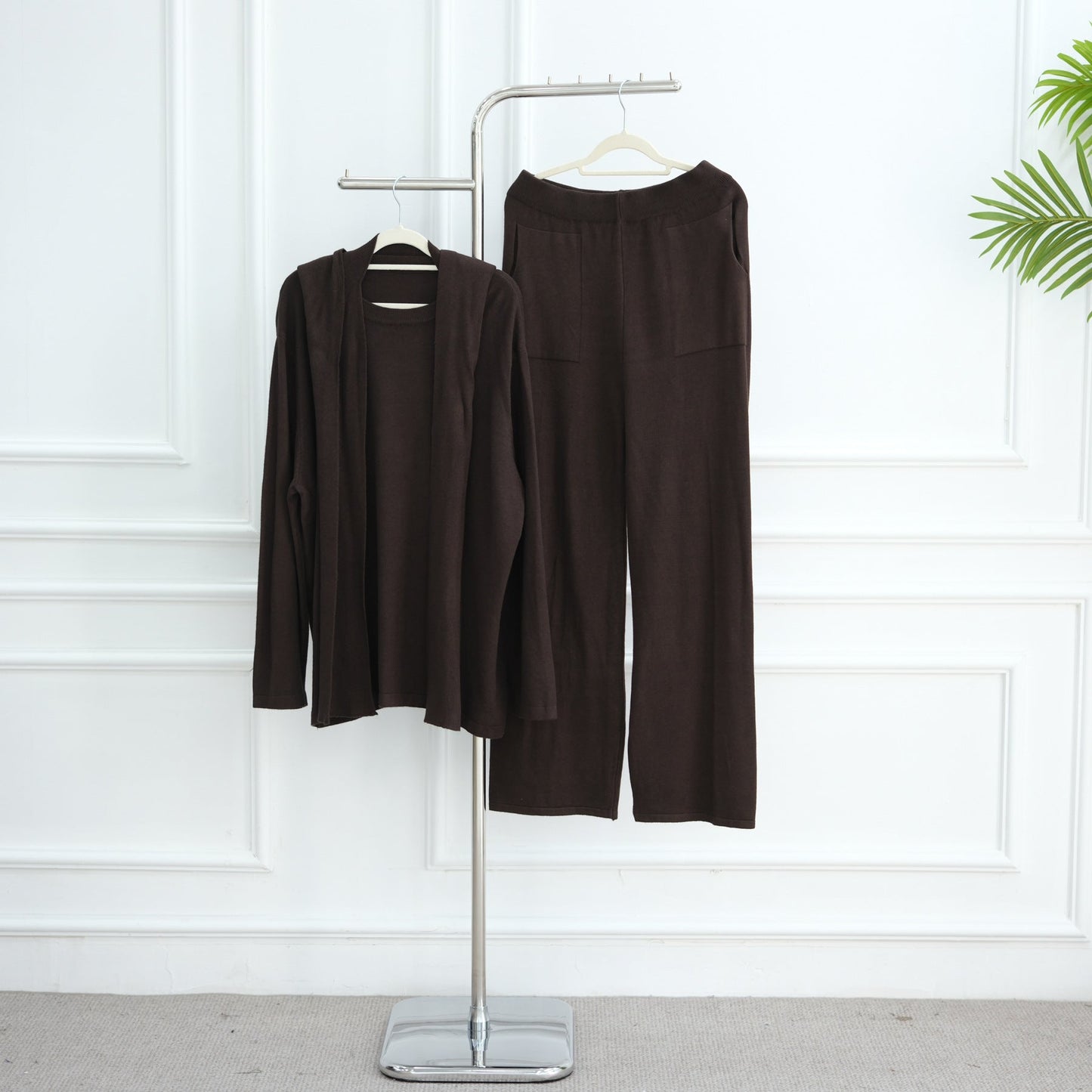 LM6593 Soft knitted home set | Simple solid color two-piece set