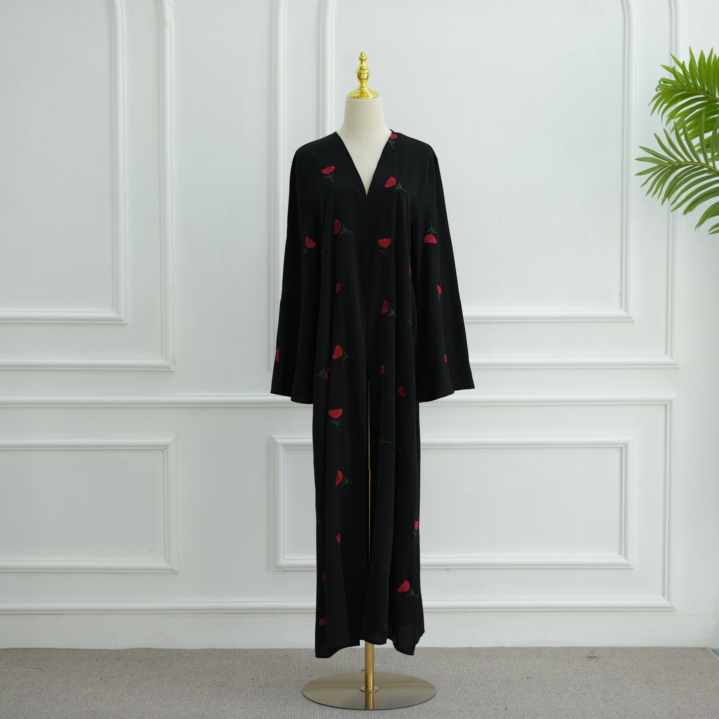 LM6631 Long cardigan with floral embroidery (headscarf optional)