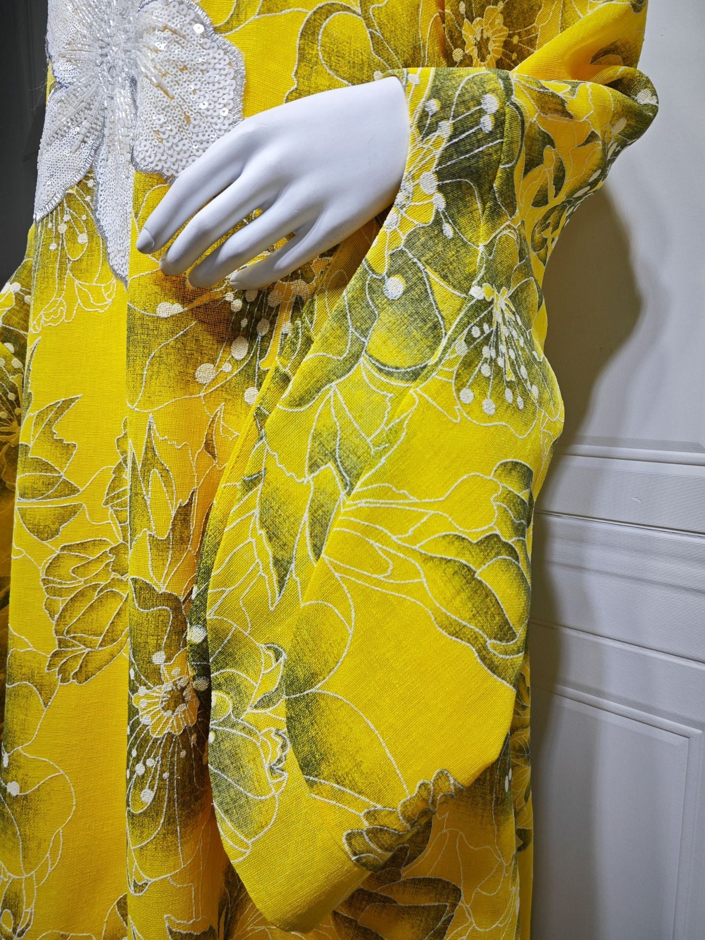 LM6639 Floral Appliqué Embroidered Long Dress