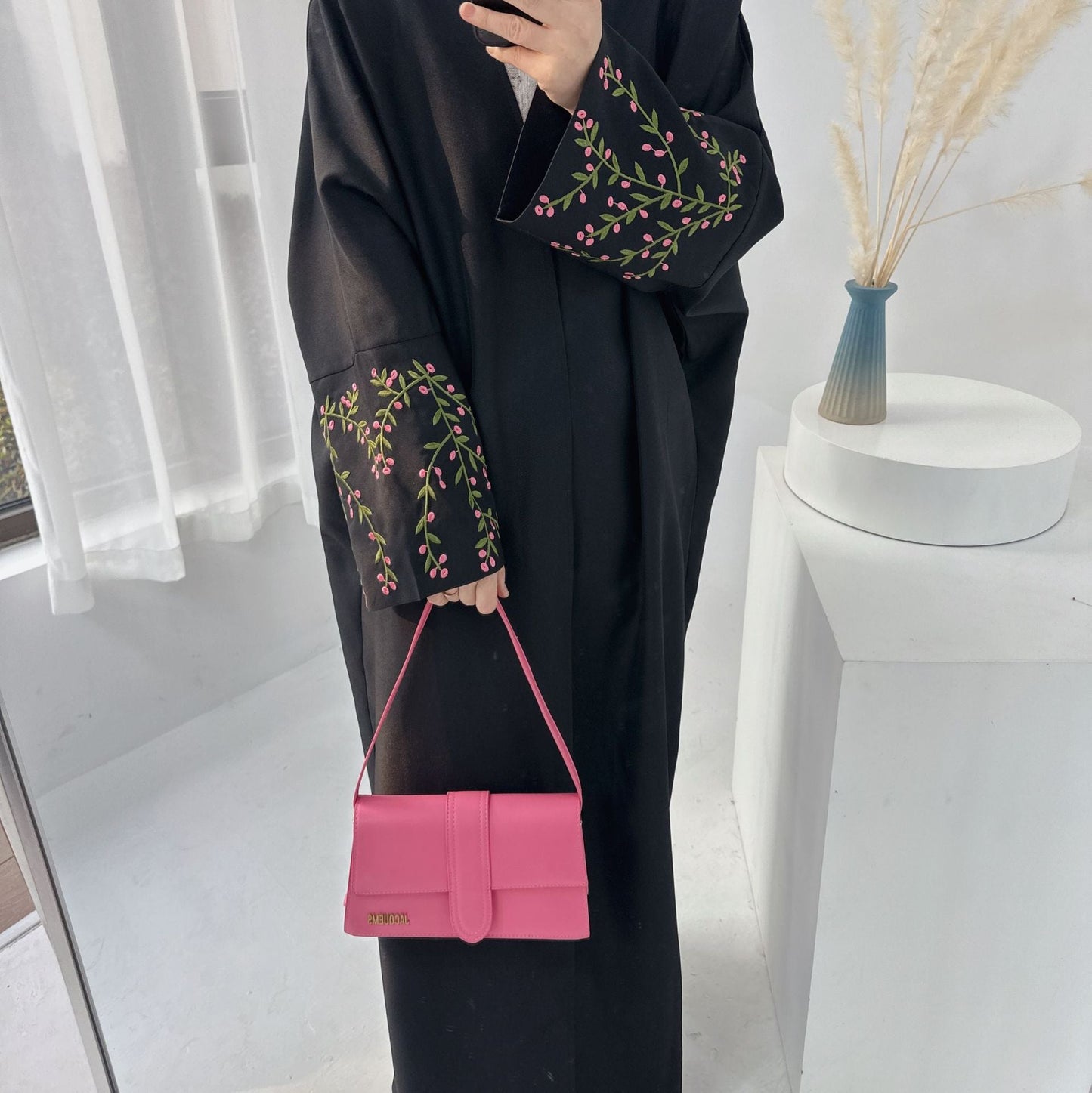 LUMAYA LUMAYA1046 Flower Embroidery Elegant Cardigan Robe