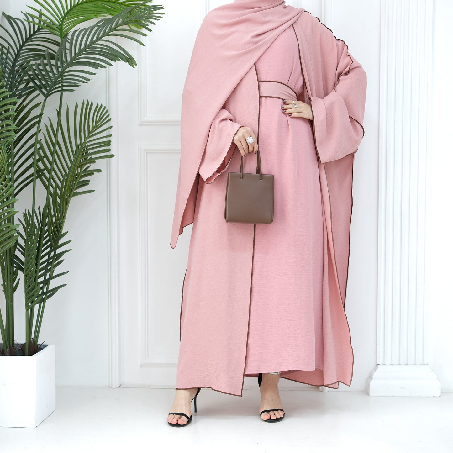 LUMAYA LM1095 3pcs Set Cardigan+without Sleeves Inner Dress+Hijab