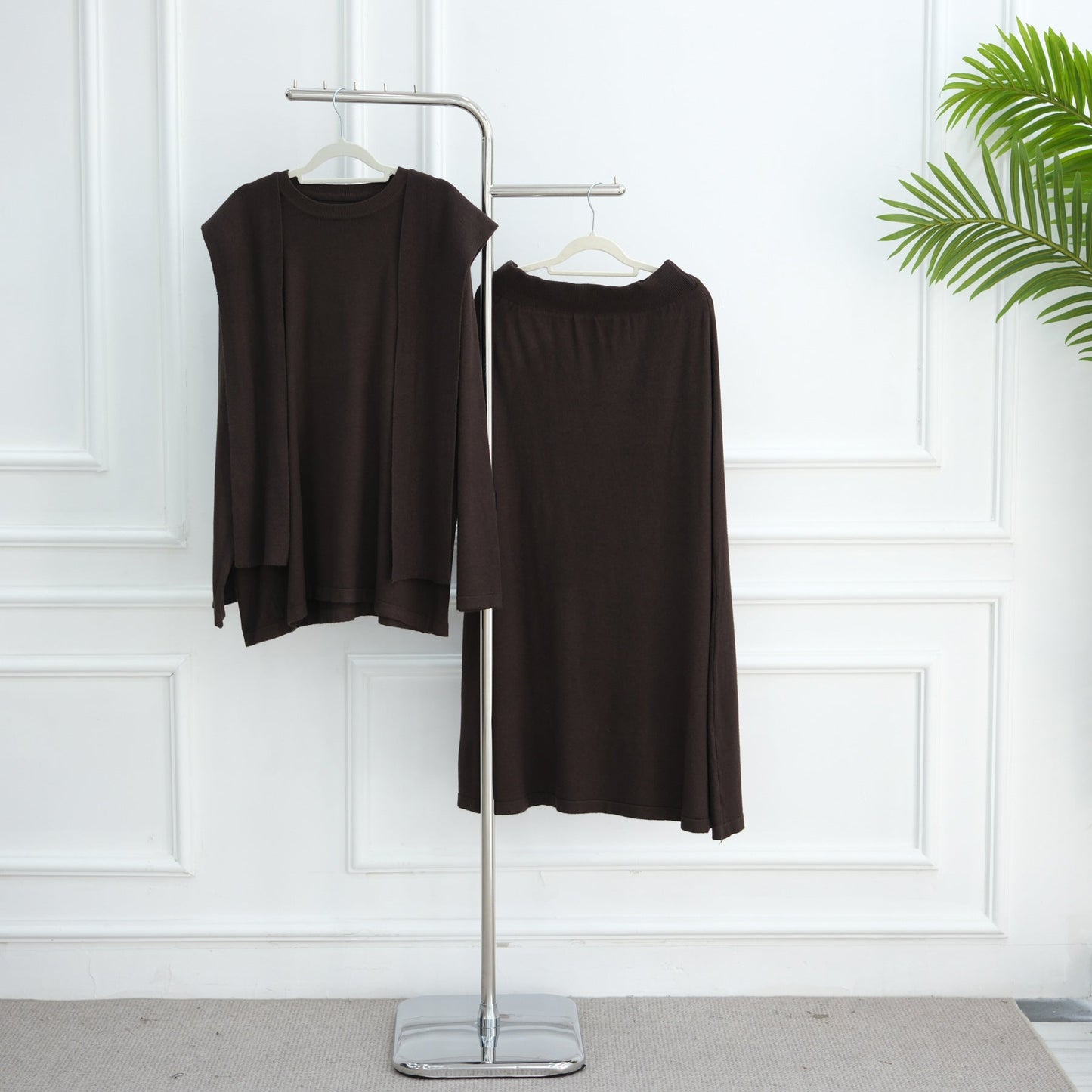 LM6609 Autumn and winter thickened knitted two-piece suit (excluding headscarf)