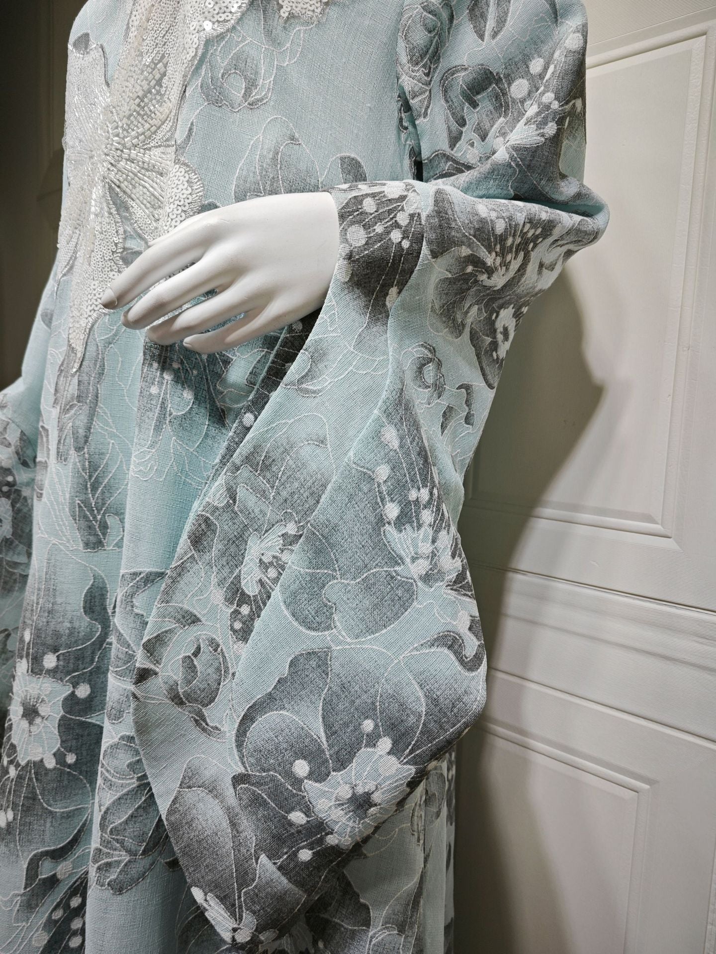 LM6639 Floral Appliqué Embroidered Long Dress
