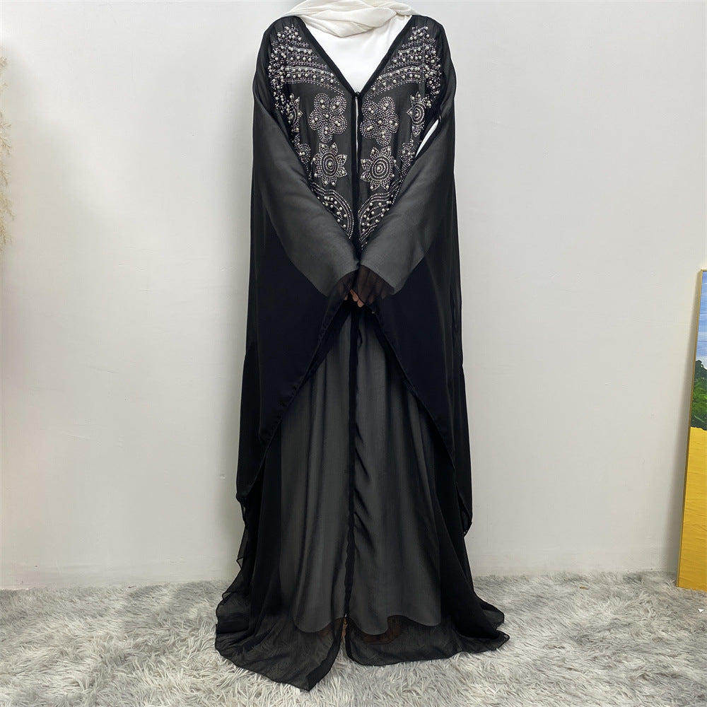 LUMAYA LUMAYA1085 Muslim Rhinestone Cardigan Dress