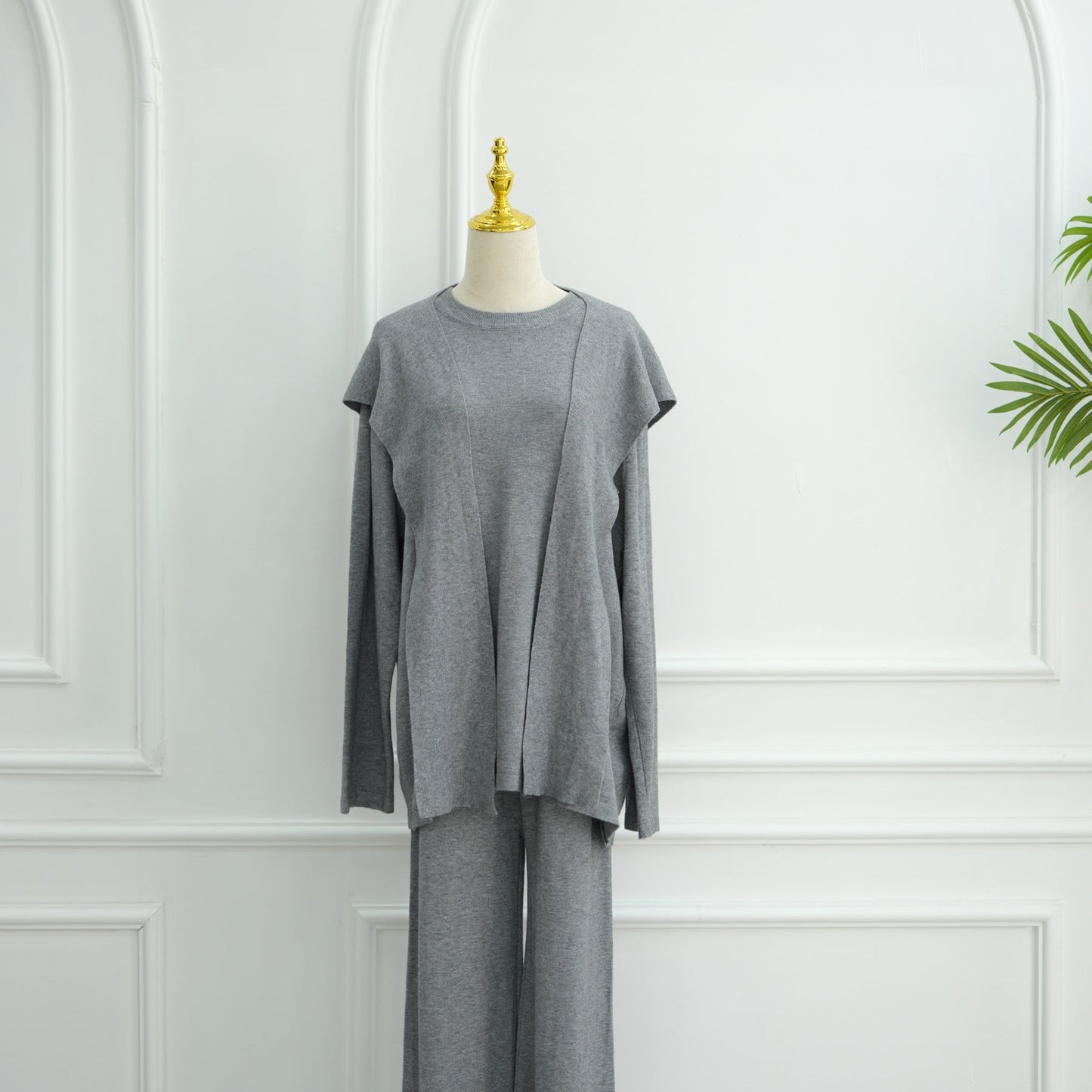 LM6593 Soft knitted home set | Simple solid color two-piece set
