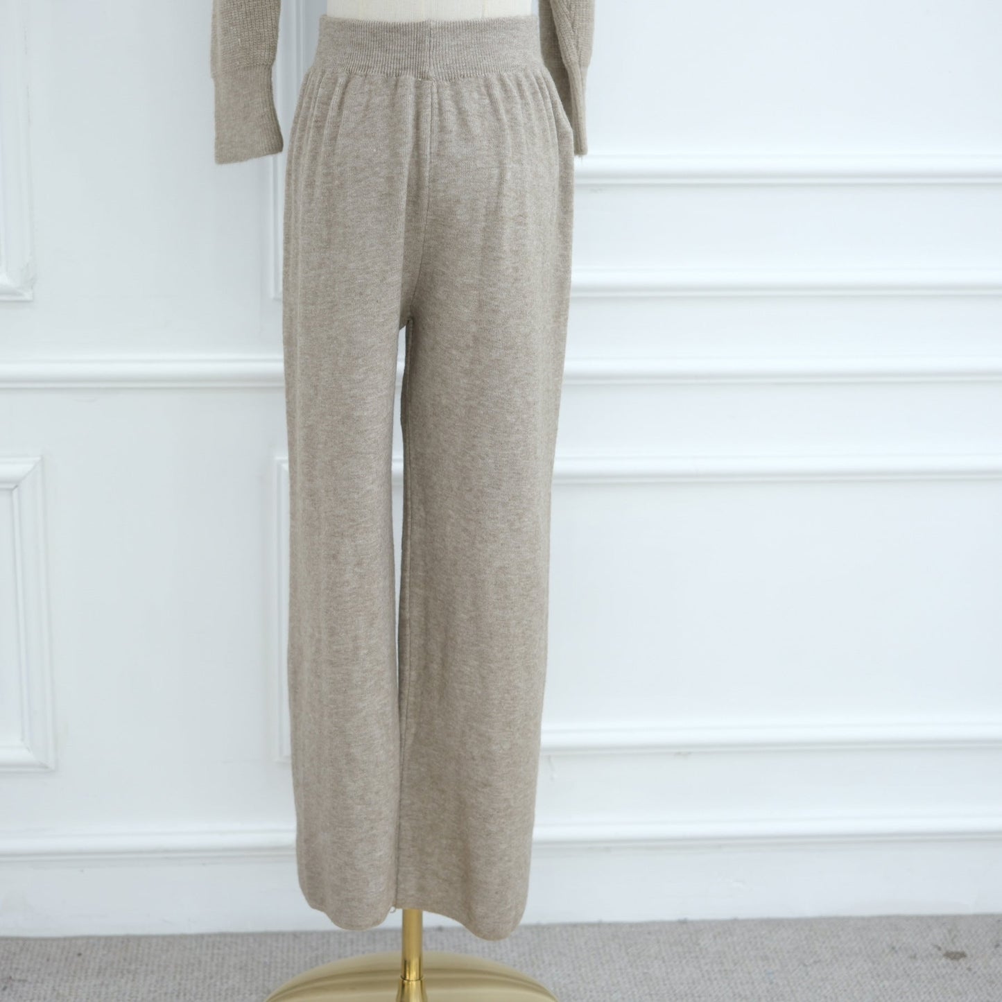 LM6594 Autumn and Winter Thickened Knitted Suit | Simple Solid Color Two-piece Suit