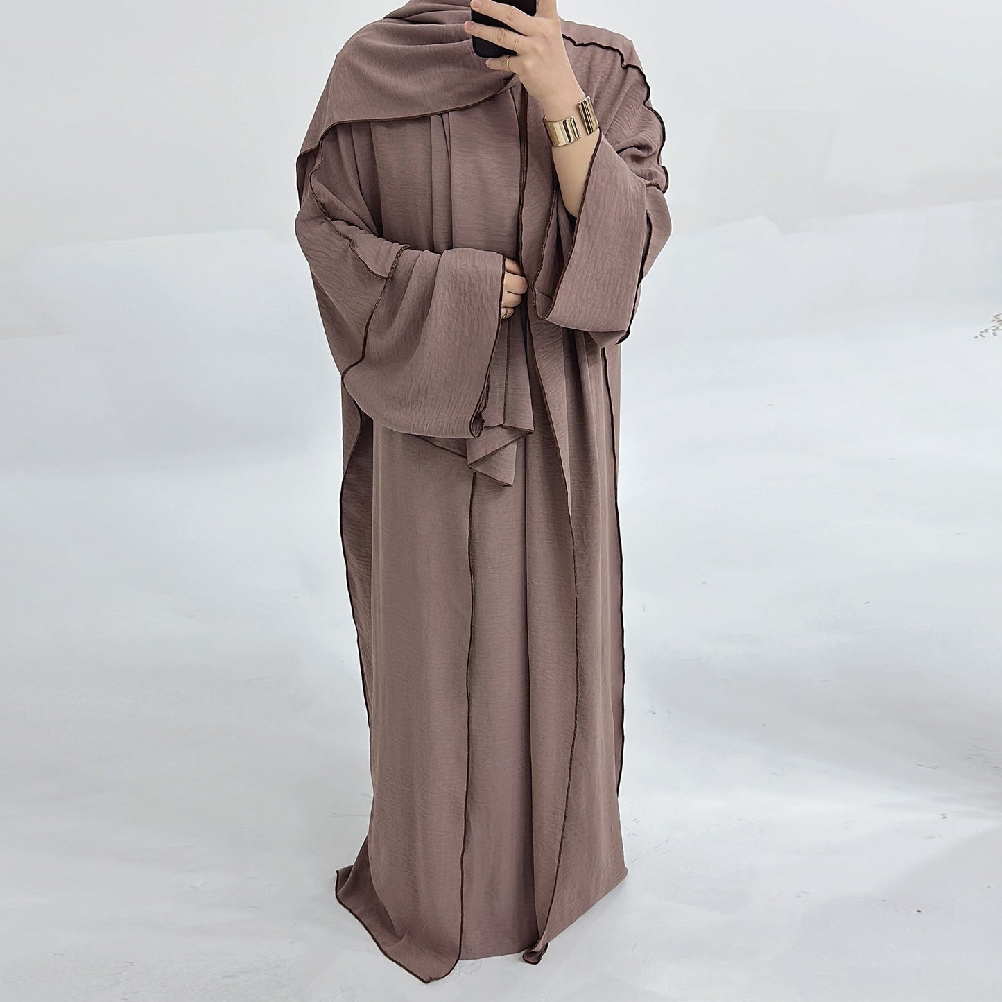 LUMAYA LM1182 3pcs Set Crepe Inner Dress and Cardigan and Hijab