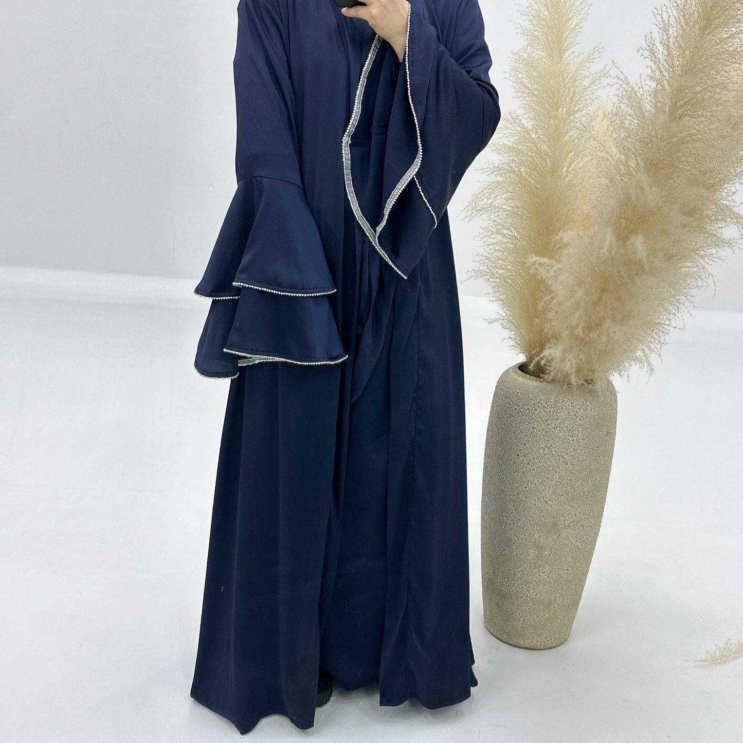LUMAYA LM1188 3pcs Set Satin Cardigan+Inner Dress+Special Belt