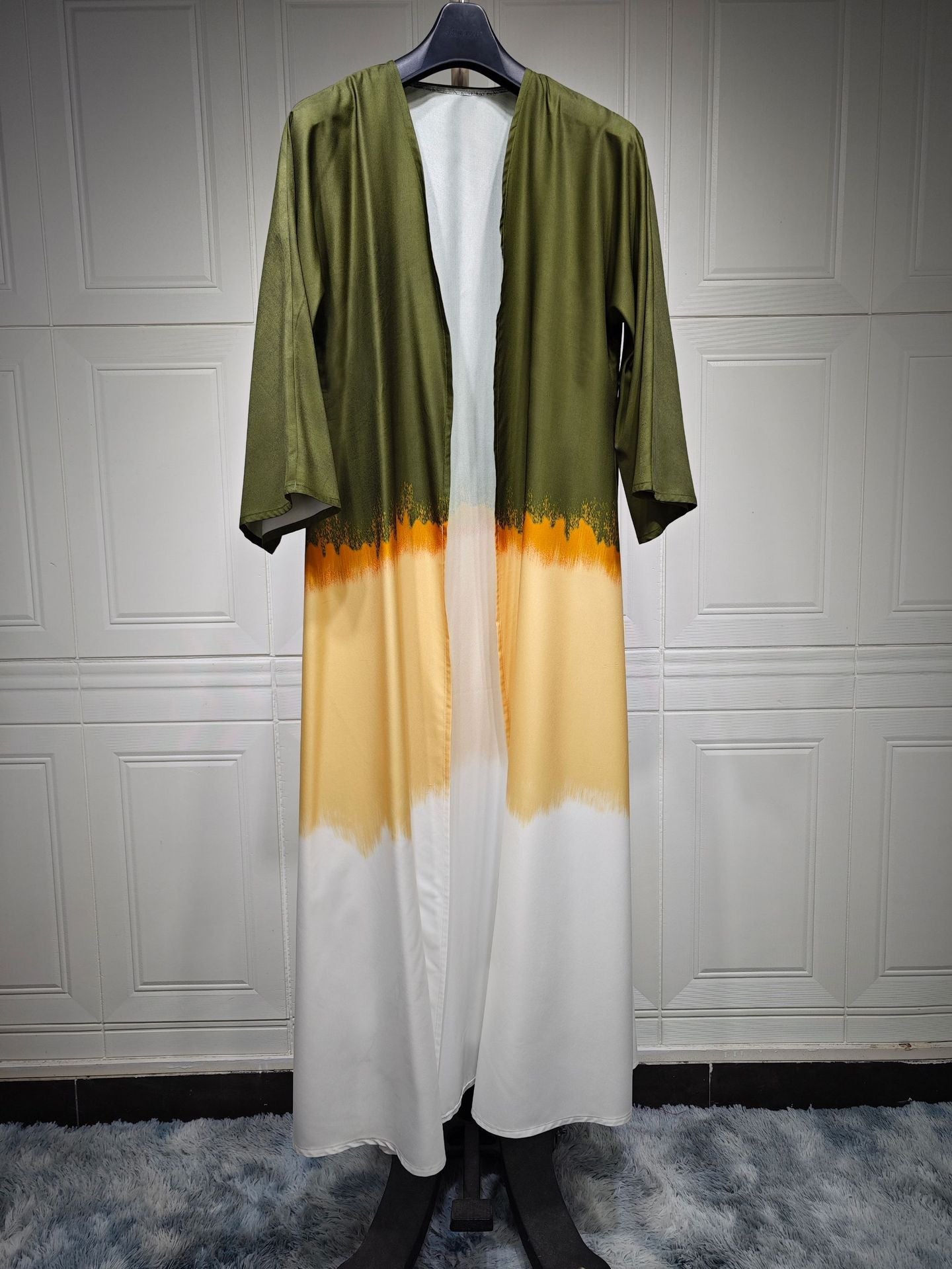LUMAYA LM1096 Muslim Tie-dyed Cloak Cardigan Dress Abaya