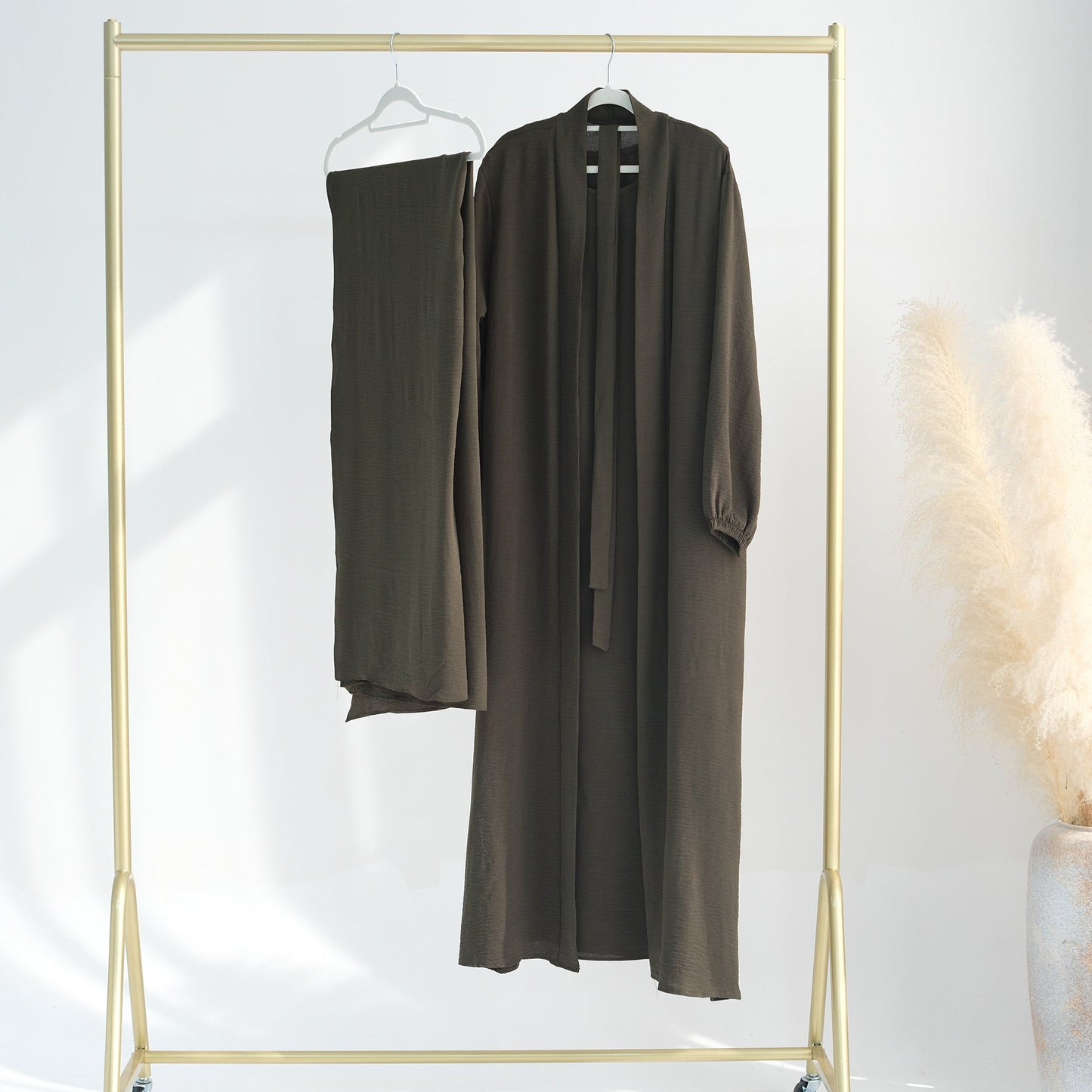 LUMAYA LUMAYA0995 3pcs Cardigan+without  Sleeves Inner Dress+Hijab