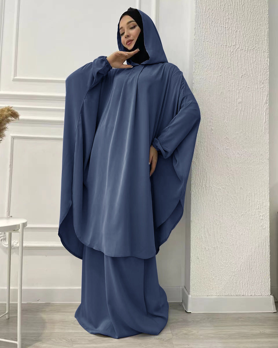 LM6583 Solid Color Long Robe Dress with Wide Swing Design