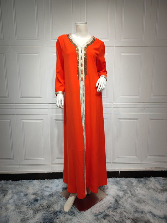 HA6646 Long-sleeved woven ribbon rhinestone print robe set with exquisite rhinestone design.
