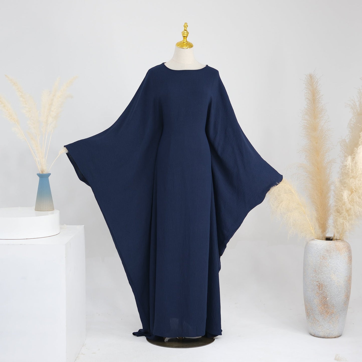 LUMAYA LUMAYA0997 Crepe Kaftan with Built-in Belt Waist Bat Sleeves Dress