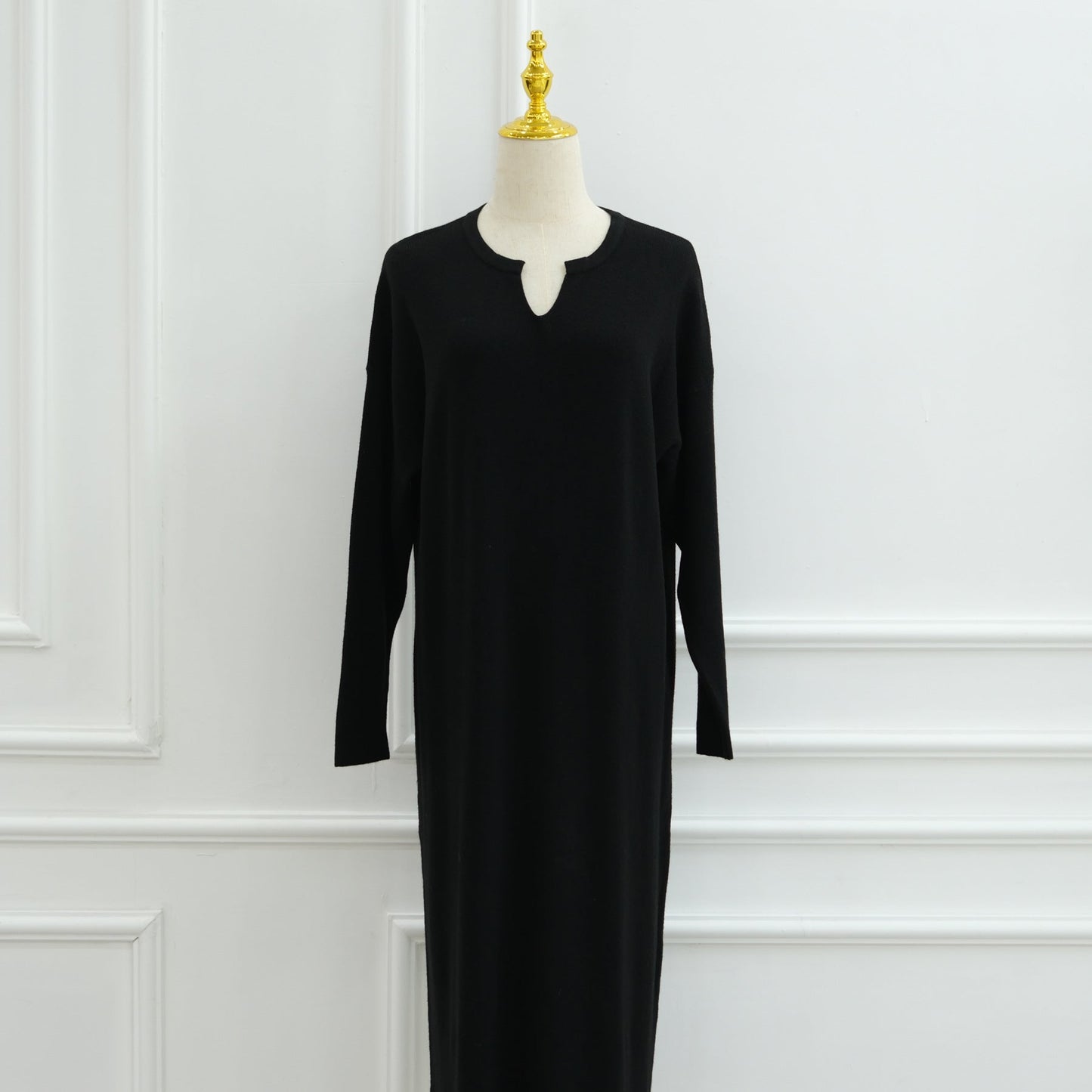 LM6598 Autumn and Winter Knitted Dress, Long Solid Color (headscarf Not Included)