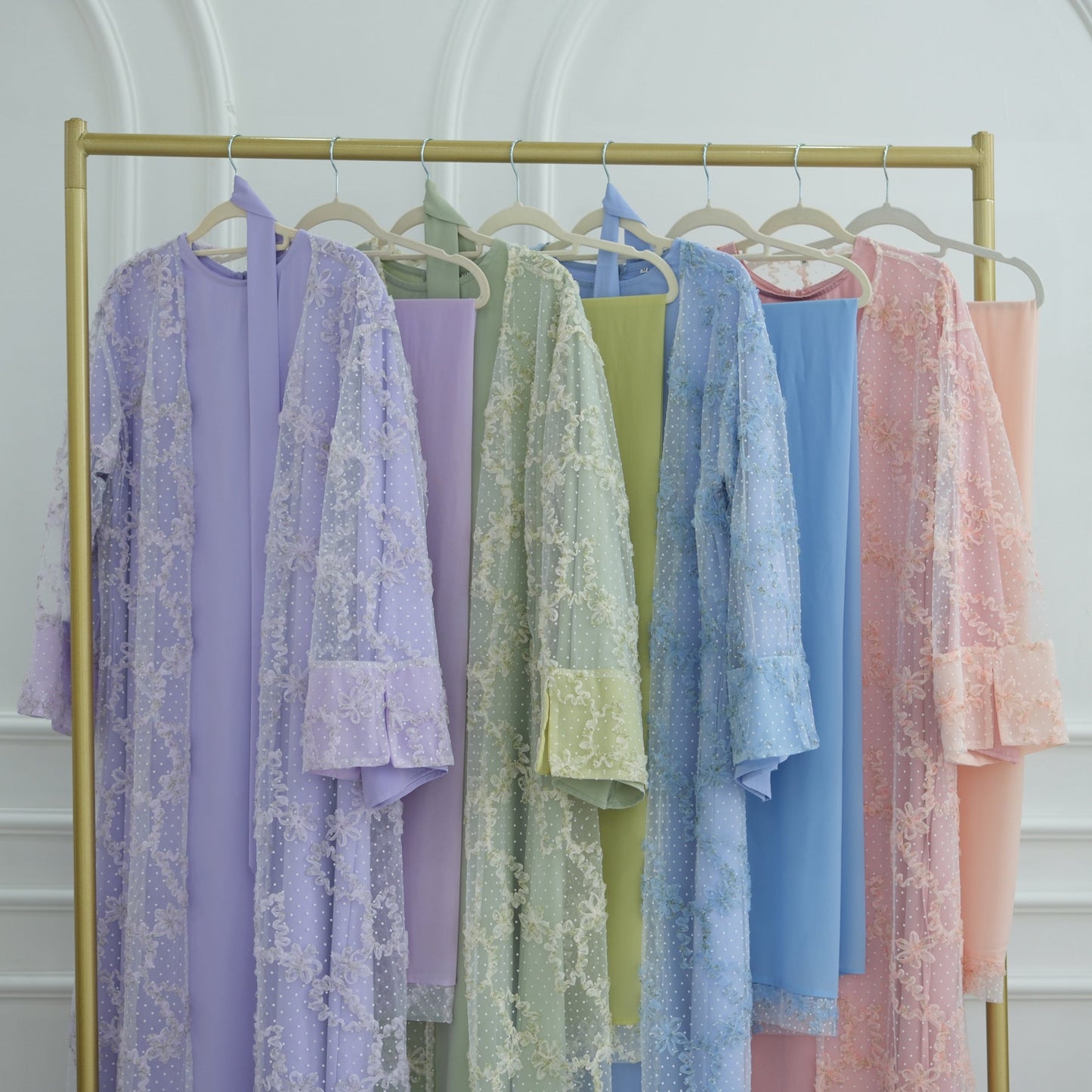 LM6622 3D flower mesh cardigan (optional headscarf and inner layer)