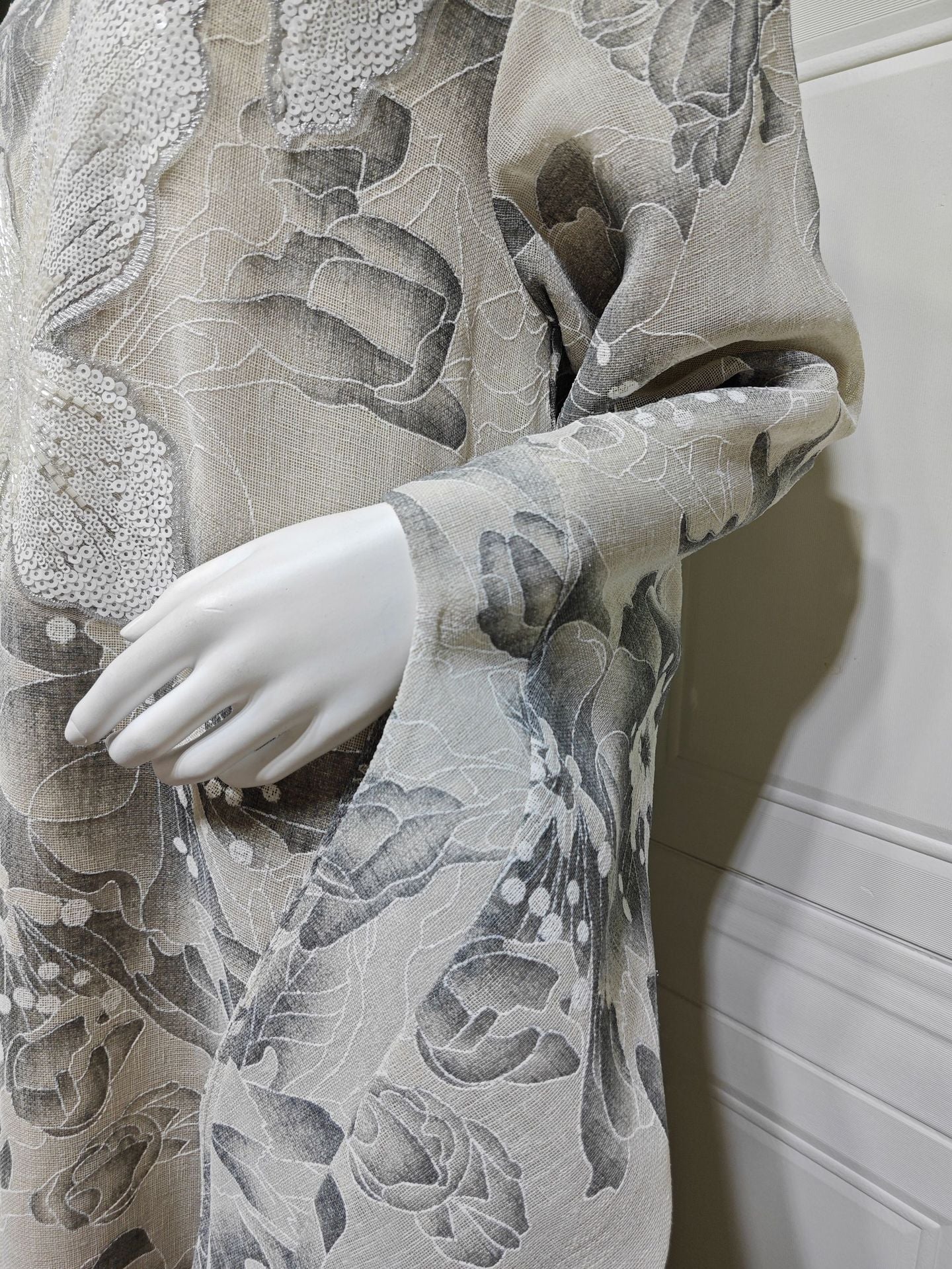 LM6639 Floral Appliqué Embroidered Long Dress