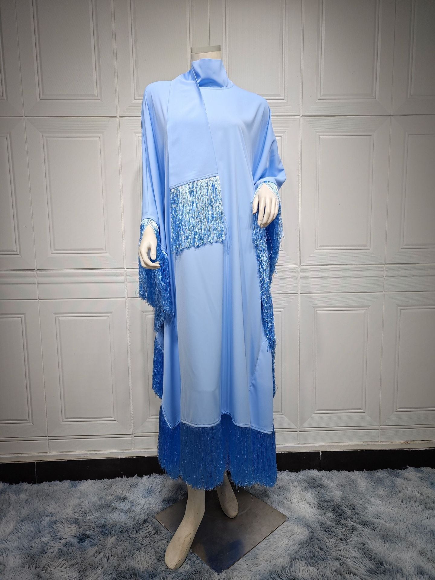 LUMAYA0467 Ladies Dolman Sleeve Tassel Kaftan High Fashion Dress modest party dress