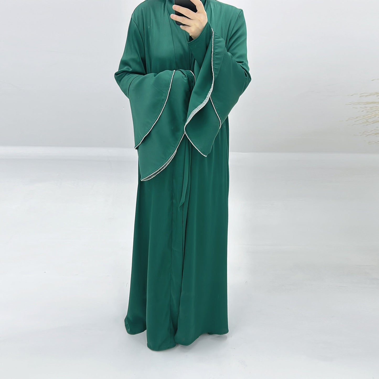 LUMAYA LM1188 3pcs Set Satin Cardigan+Inner Dress+Special Belt