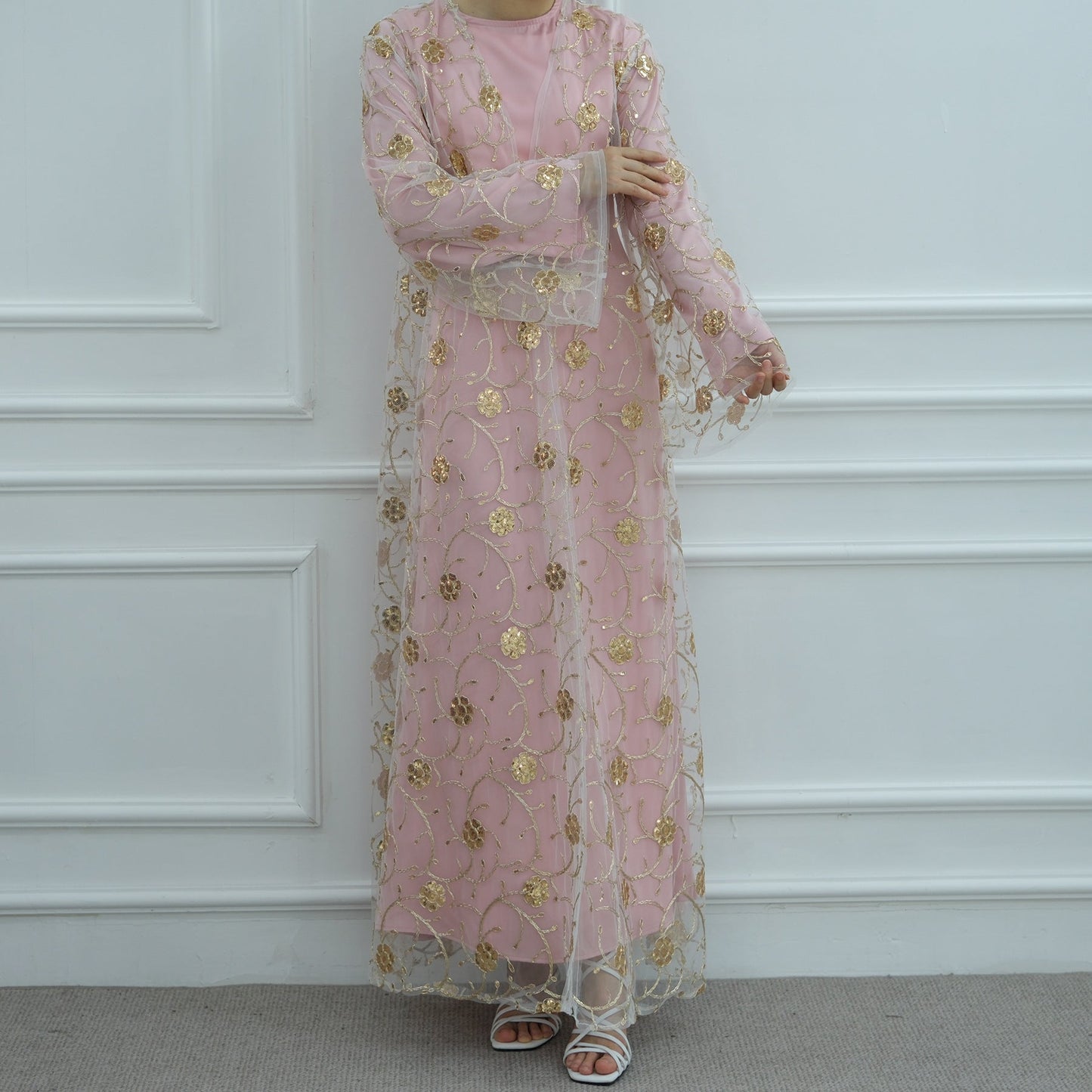 LM6627 Gold hook flower embroidered cardigan (with optional inner wear)