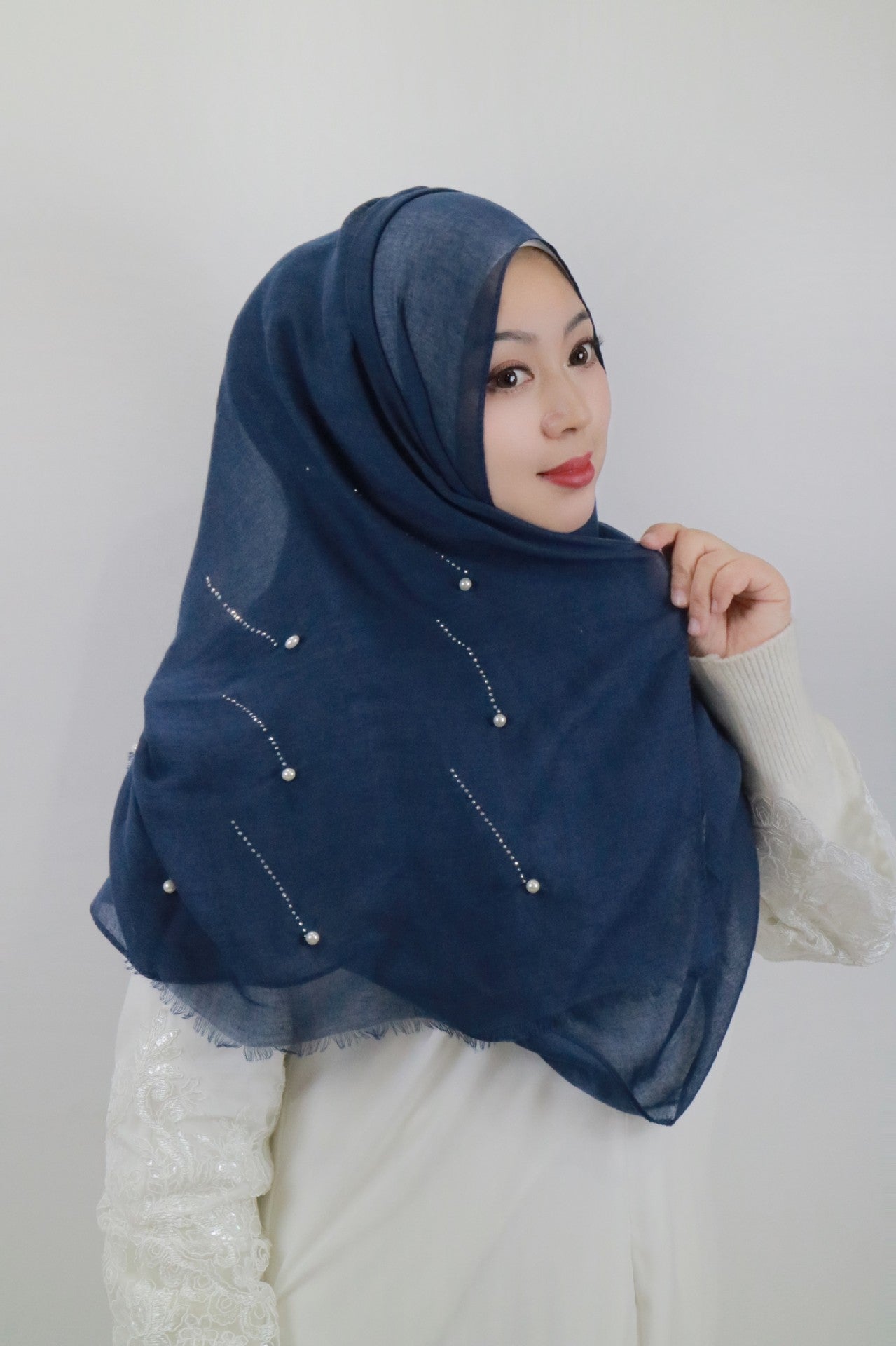 LUMAYA LM1106 Solid Color Scarf Long Beaded SLMwl Headband