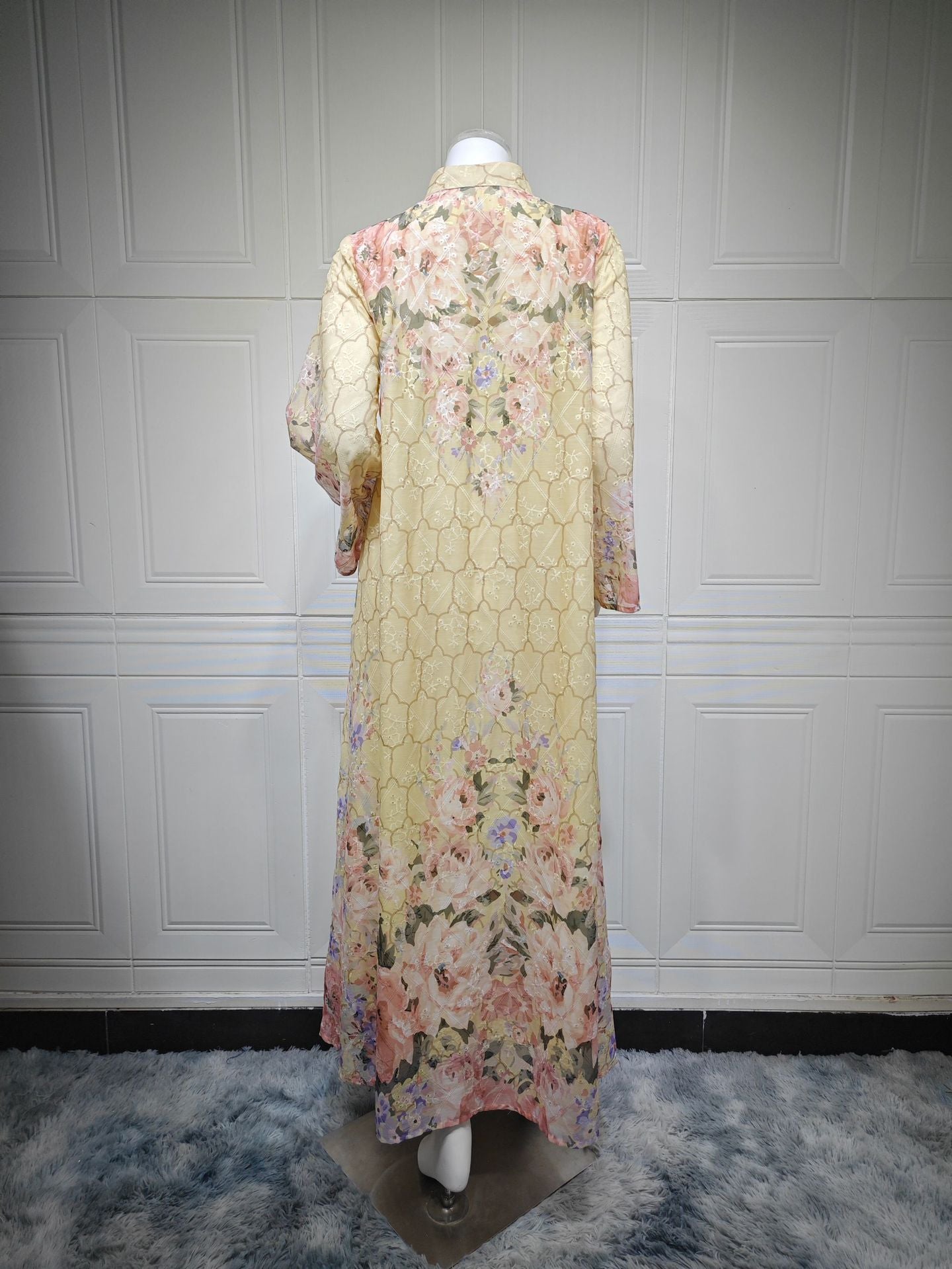 LM6636 Floral Print Embroidered Long Dress