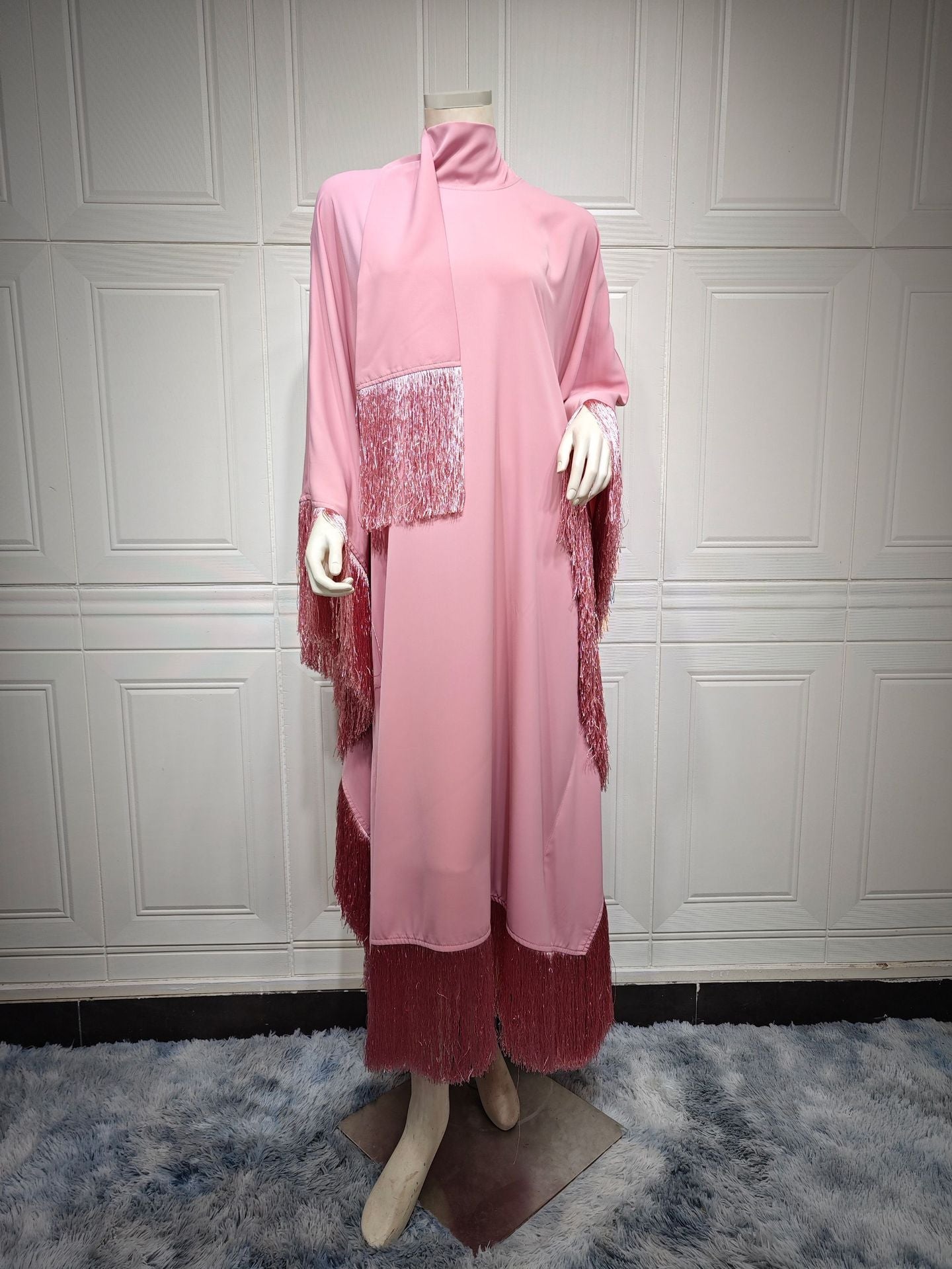 LUMAYA0467 Ladies Dolman Sleeve Tassel Kaftan High Fashion Dress modest party dress