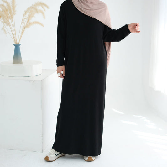 LM6598 Autumn and Winter Knitted Dress, Long Solid Color (headscarf Not Included)