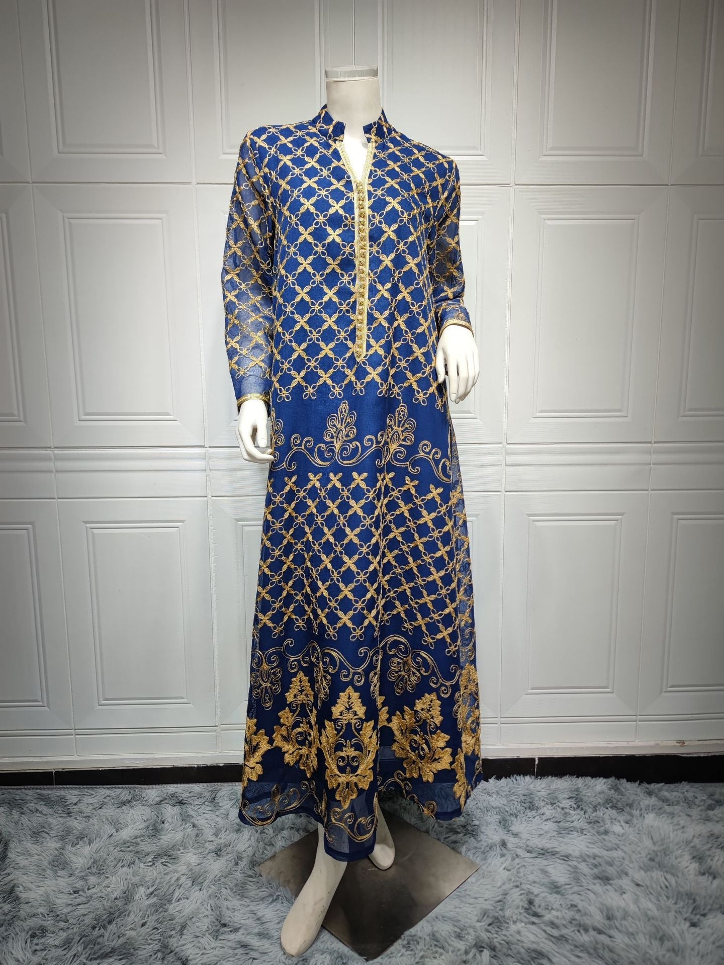 LM6640 Elegant Openwork Embroidered Abaya Long Dress