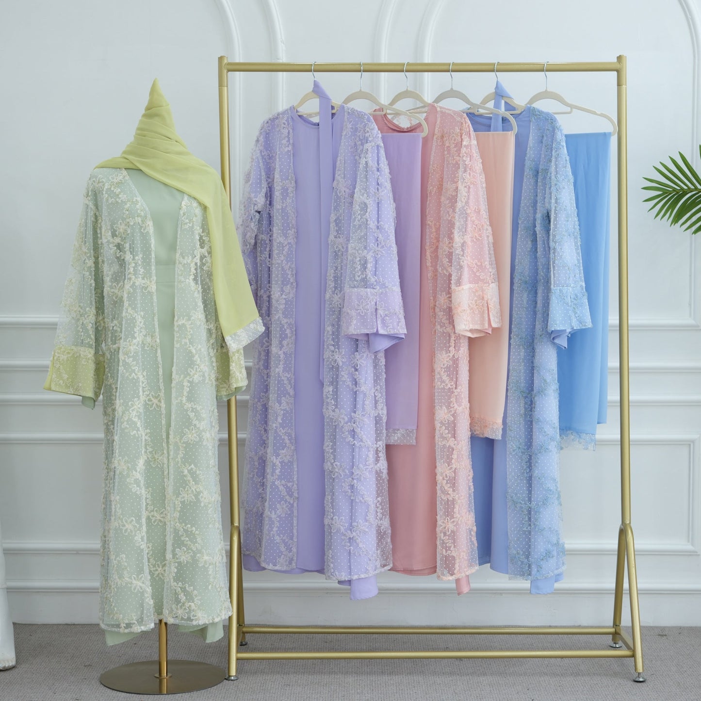 LM6622 3D flower mesh cardigan (optional headscarf and inner layer)