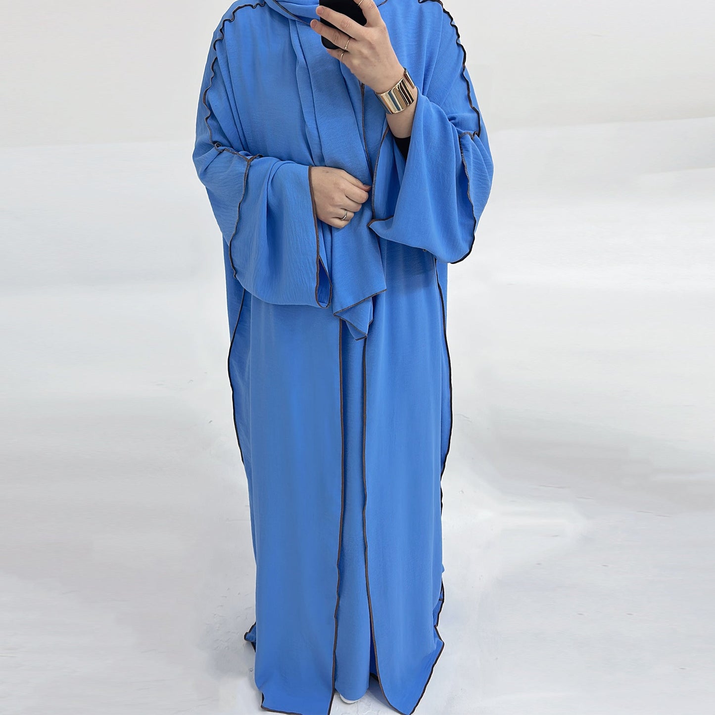 LUMAYA LM1182 3pcs Set Crepe Inner Dress and Cardigan and Hijab