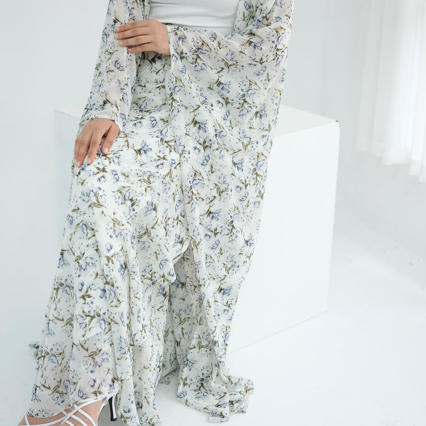 LM6580 Printed cardigan and skirt two-piece set