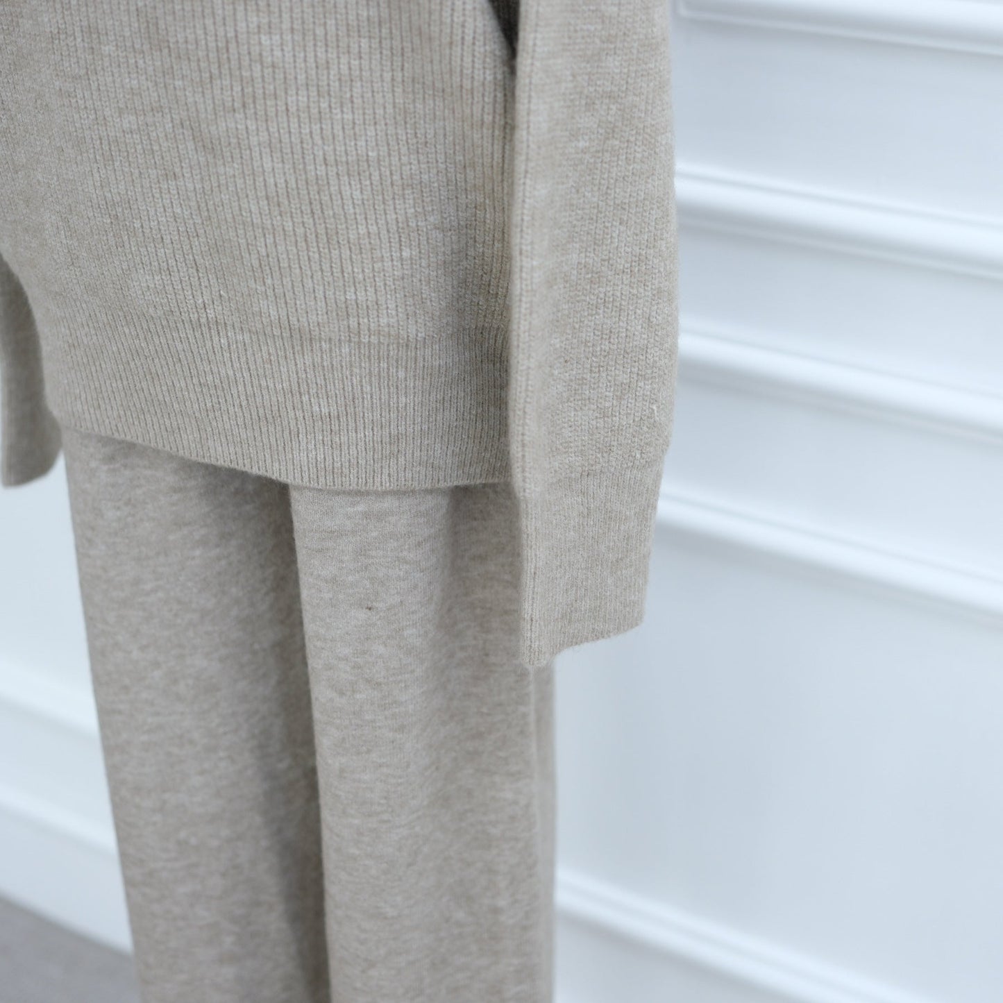 LM6594 Autumn and Winter Thickened Knitted Suit | Simple Solid Color Two-piece Suit