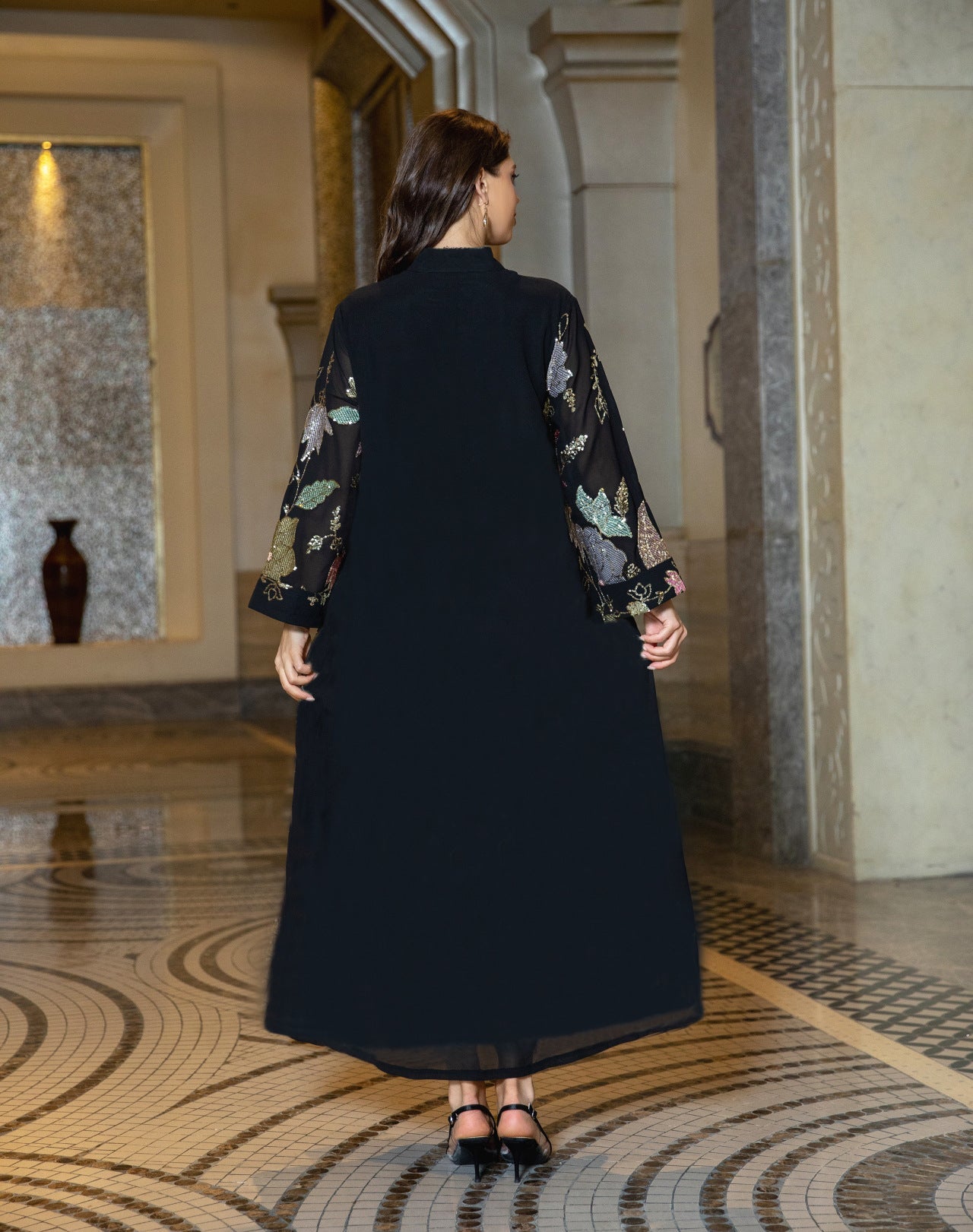 LM6649 Sequined Embroidered Tassel Long Robe, Elegant and Sophisticated Dress