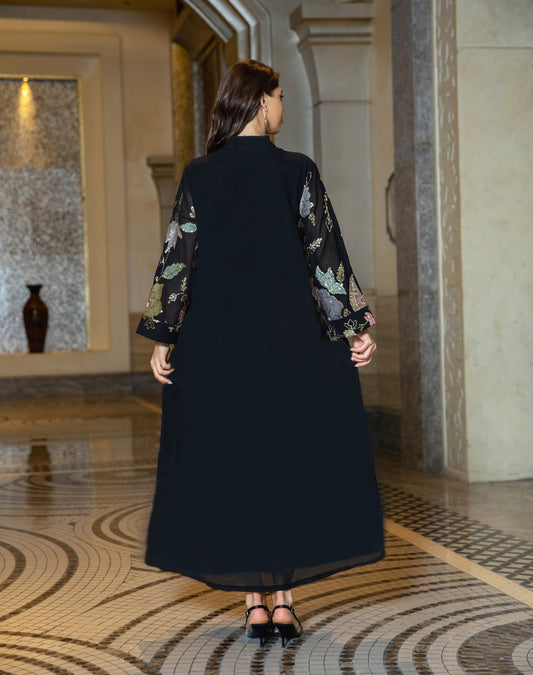 LM6649 Sequined Embroidered Tassel Long Robe, Elegant and Sophisticated Dress