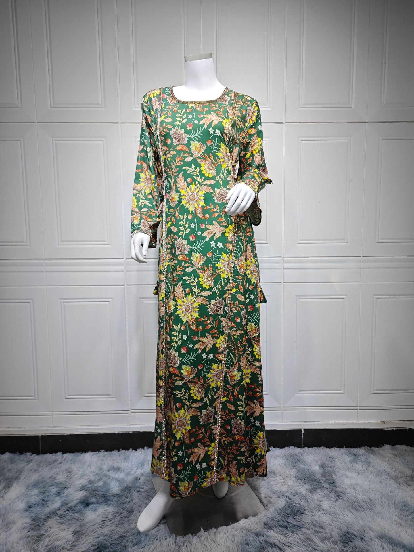 LM6641 Printed Rhinestone Long Dress