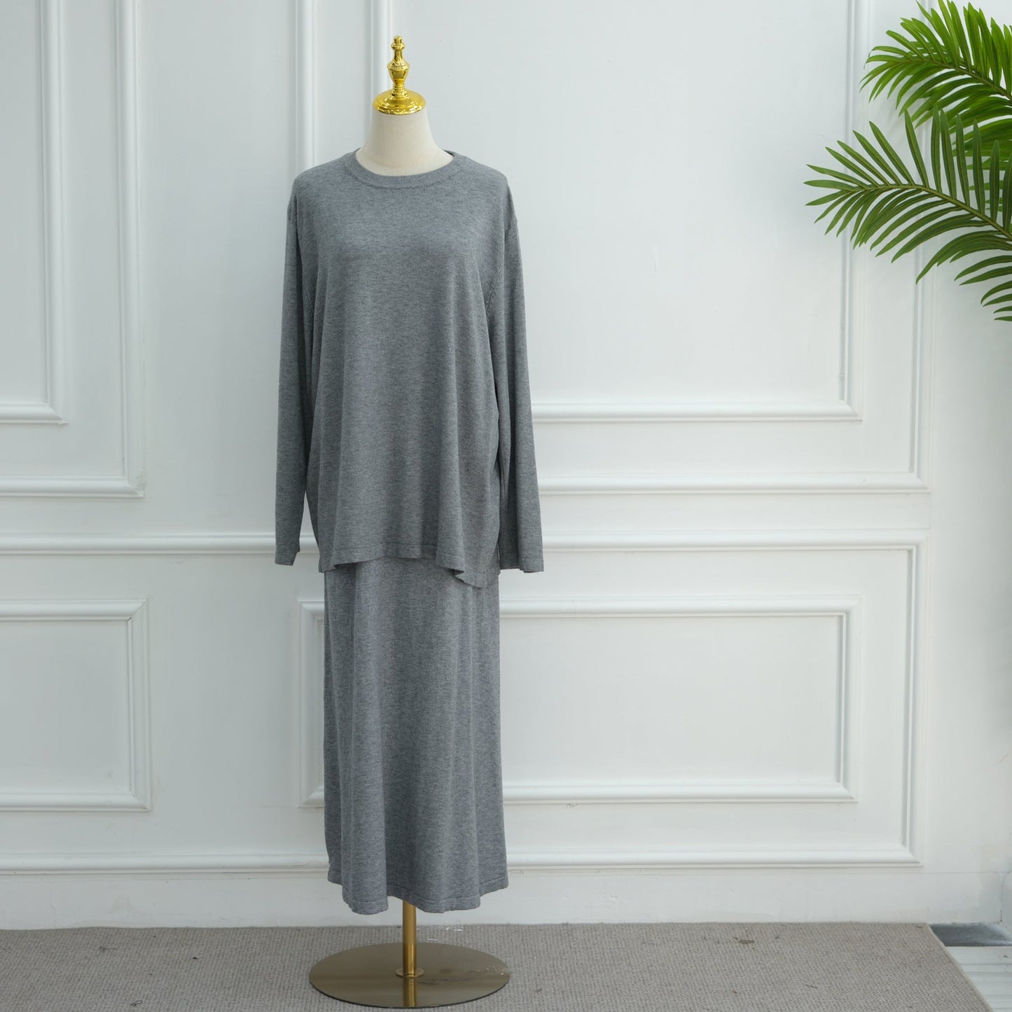 LM6609 Autumn and winter thickened knitted two-piece suit (excluding headscarf)