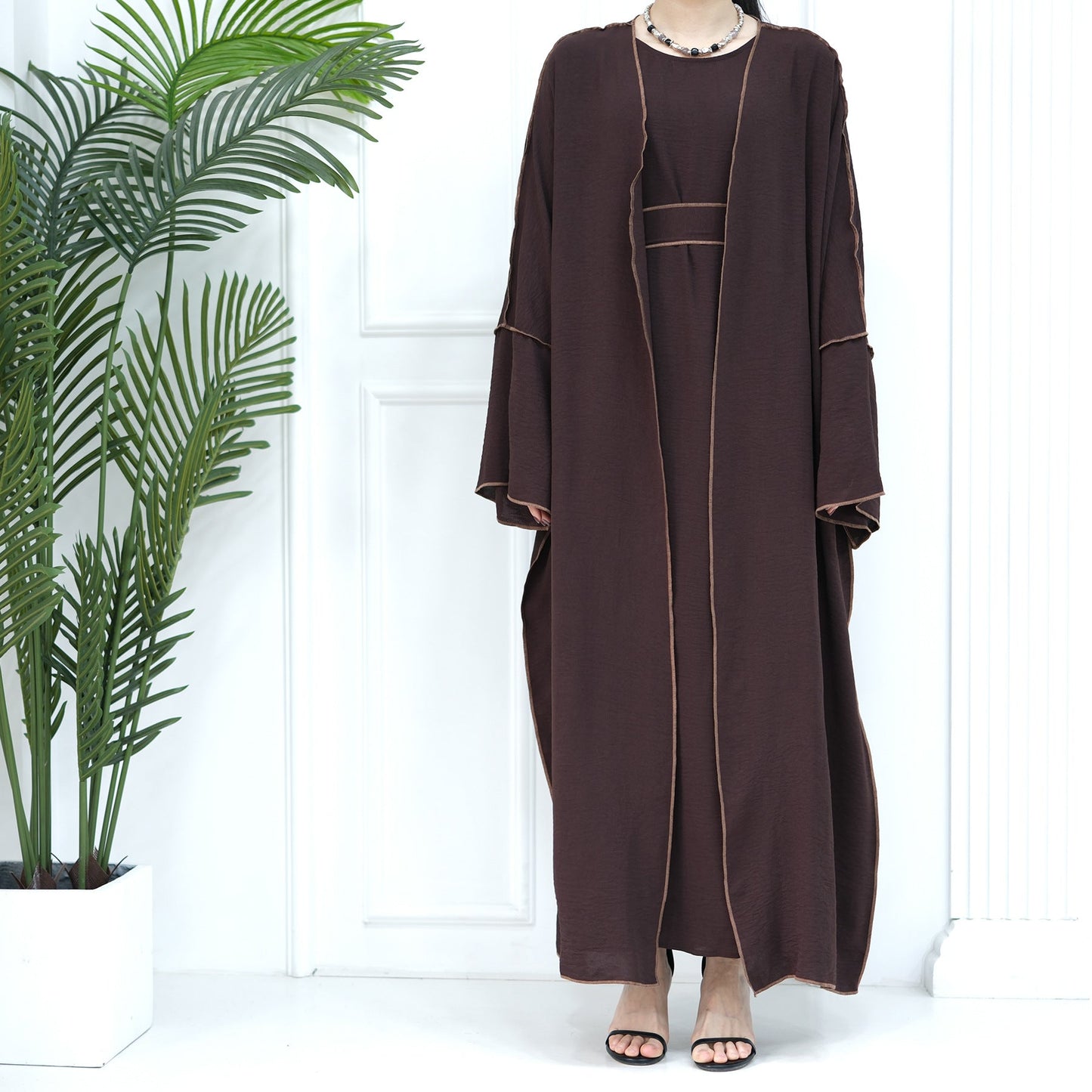 LUMAYA LM1095 3pcs Set Cardigan+without Sleeves Inner Dress+Hijab