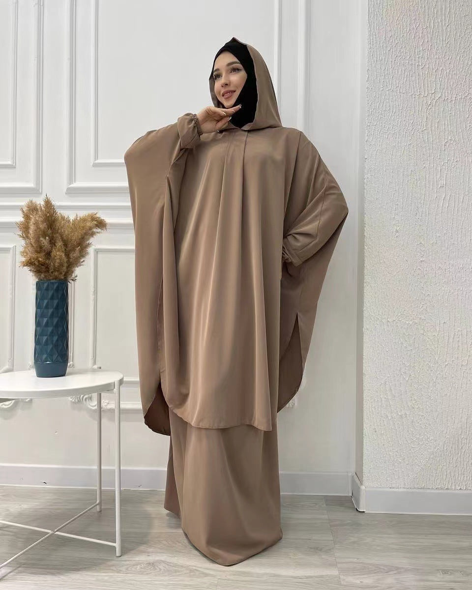 LM6583 Solid Color Long Robe Dress with Wide Swing Design