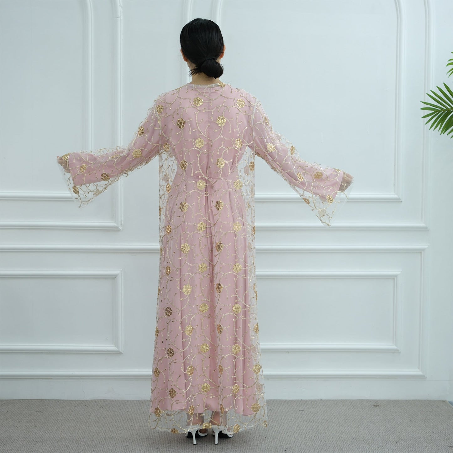 LM6627 Gold hook flower embroidered cardigan (with optional inner wear)