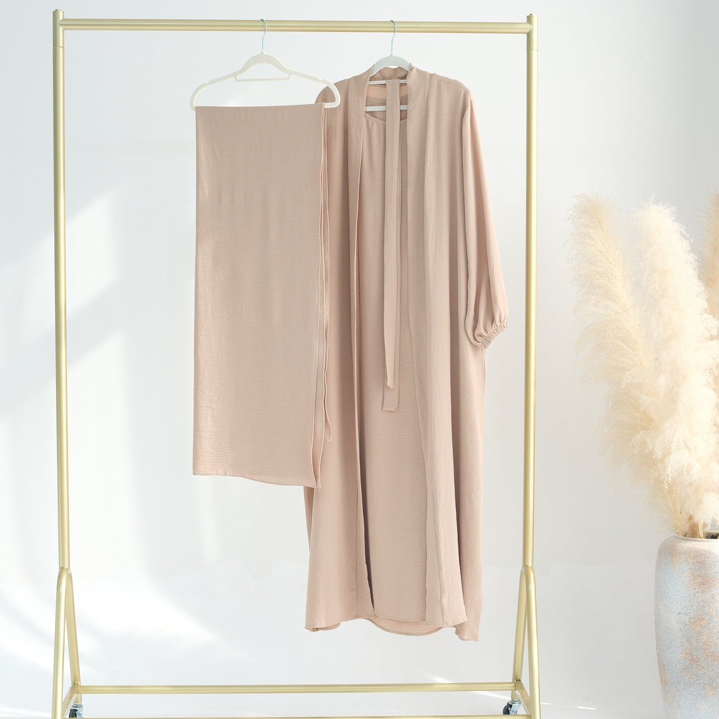 LUMAYA LUMAYA0995 3pcs Cardigan+without  Sleeves Inner Dress+Hijab