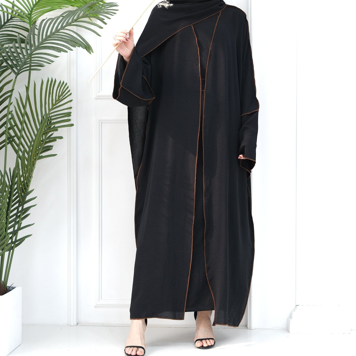 LUMAYA LM1095 3pcs Set Cardigan+without Sleeves Inner Dress+Hijab