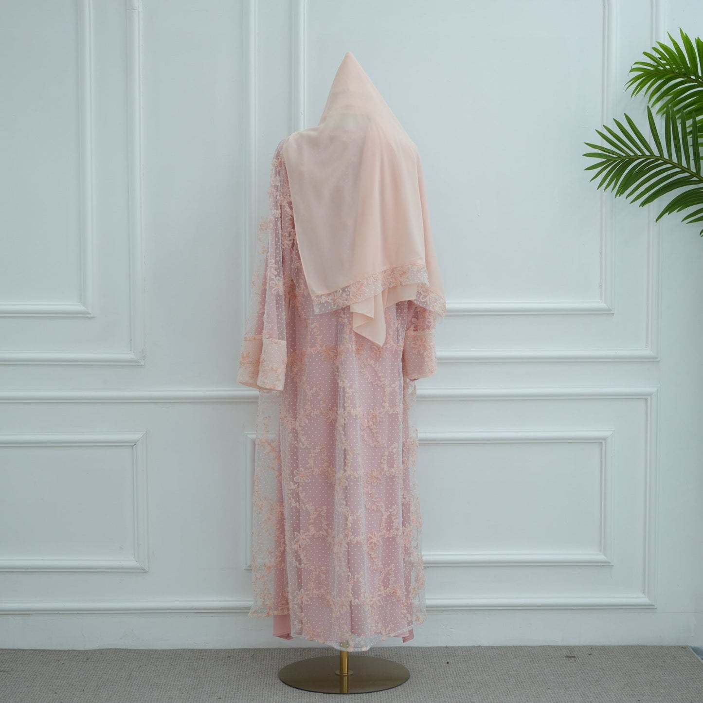 LM6622 3D flower mesh cardigan (optional headscarf and inner layer)
