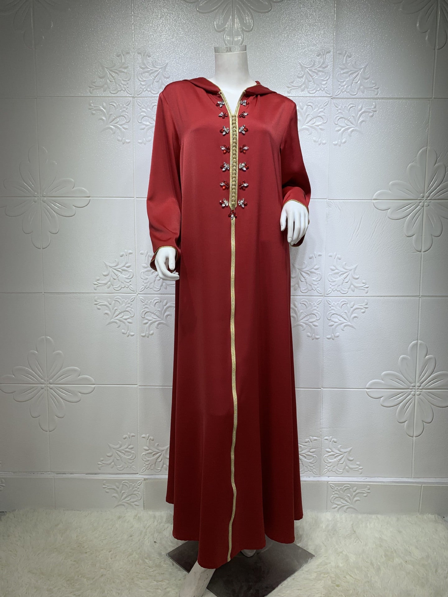 LMSA's Series  LM1231 Jeweled Ribbon Satin Home Dress Abaya