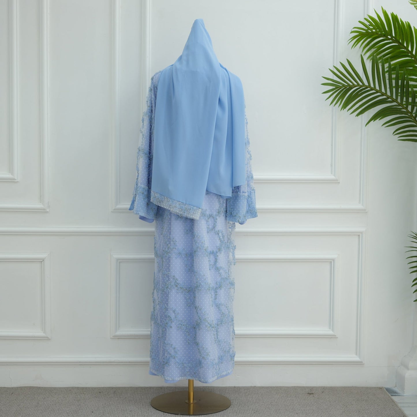 LM6622 3D flower mesh cardigan (optional headscarf and inner layer)