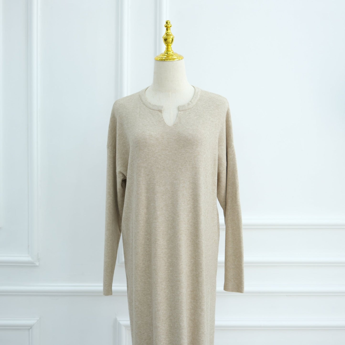 LM6598 Autumn and Winter Knitted Dress, Long Solid Color (headscarf Not Included)